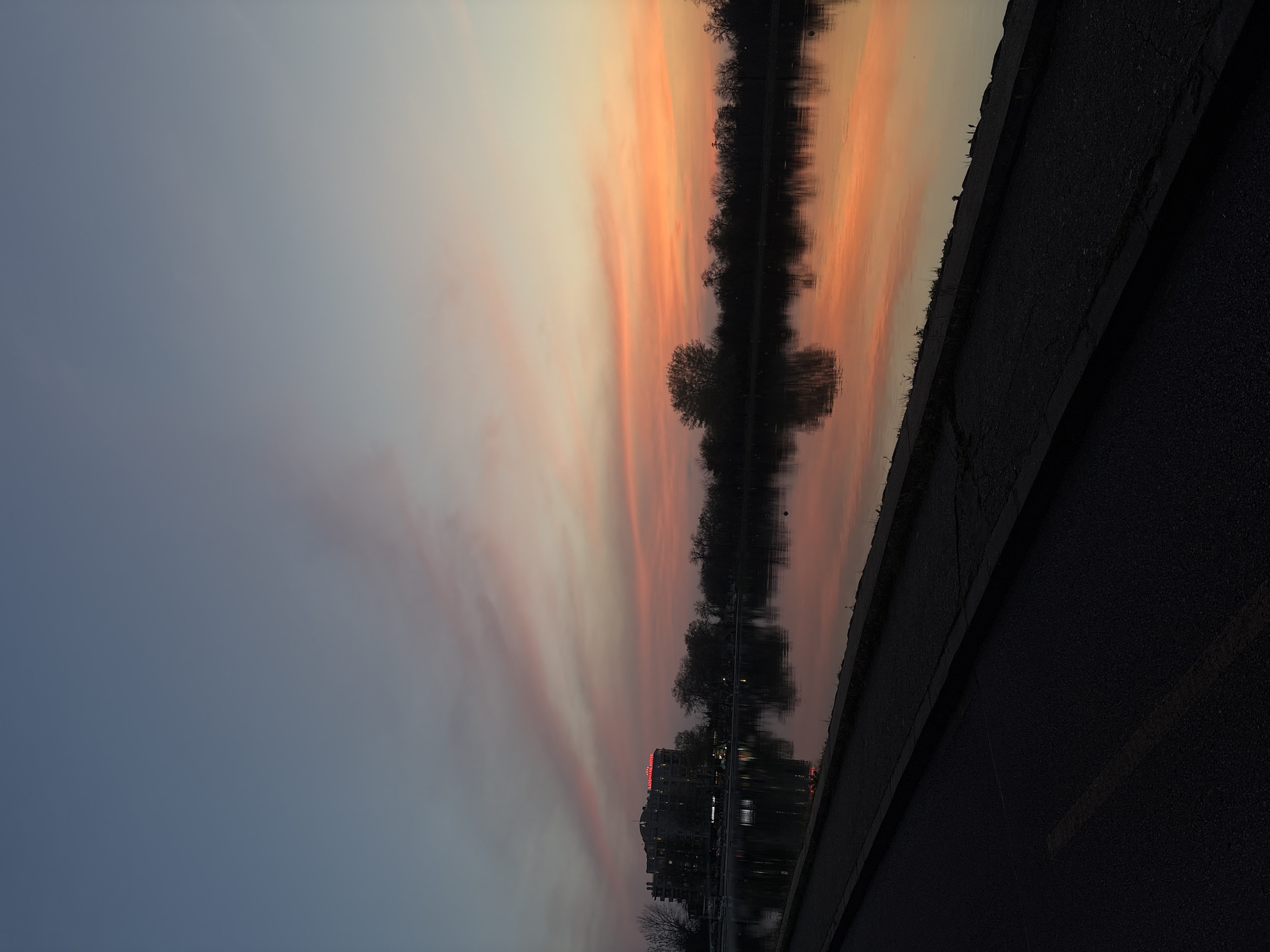 Evening sunset reflection captured in water in Plovdiv, Bulgaria