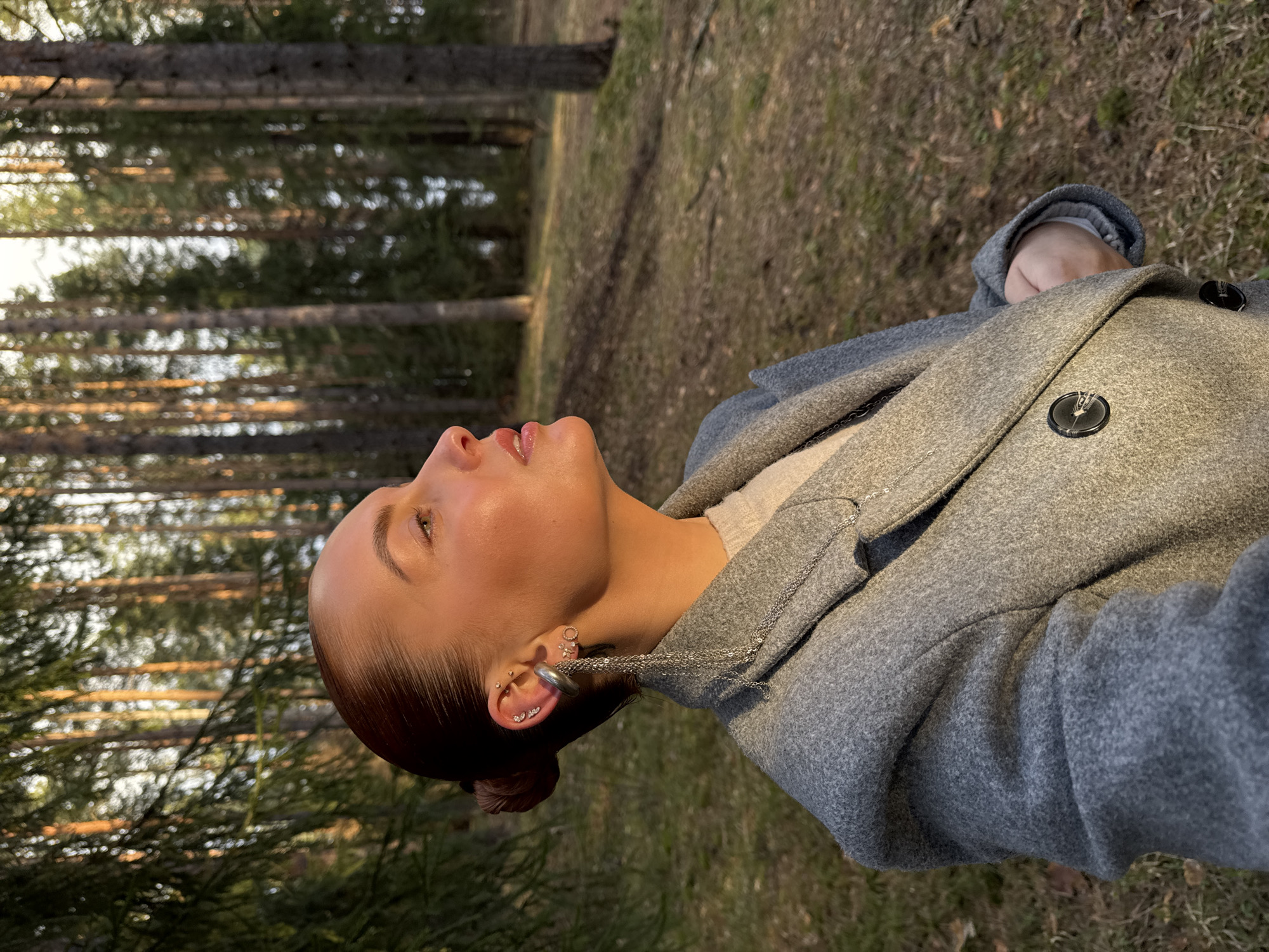 Golden hour forest portrait session captured in Прикамский, Russia