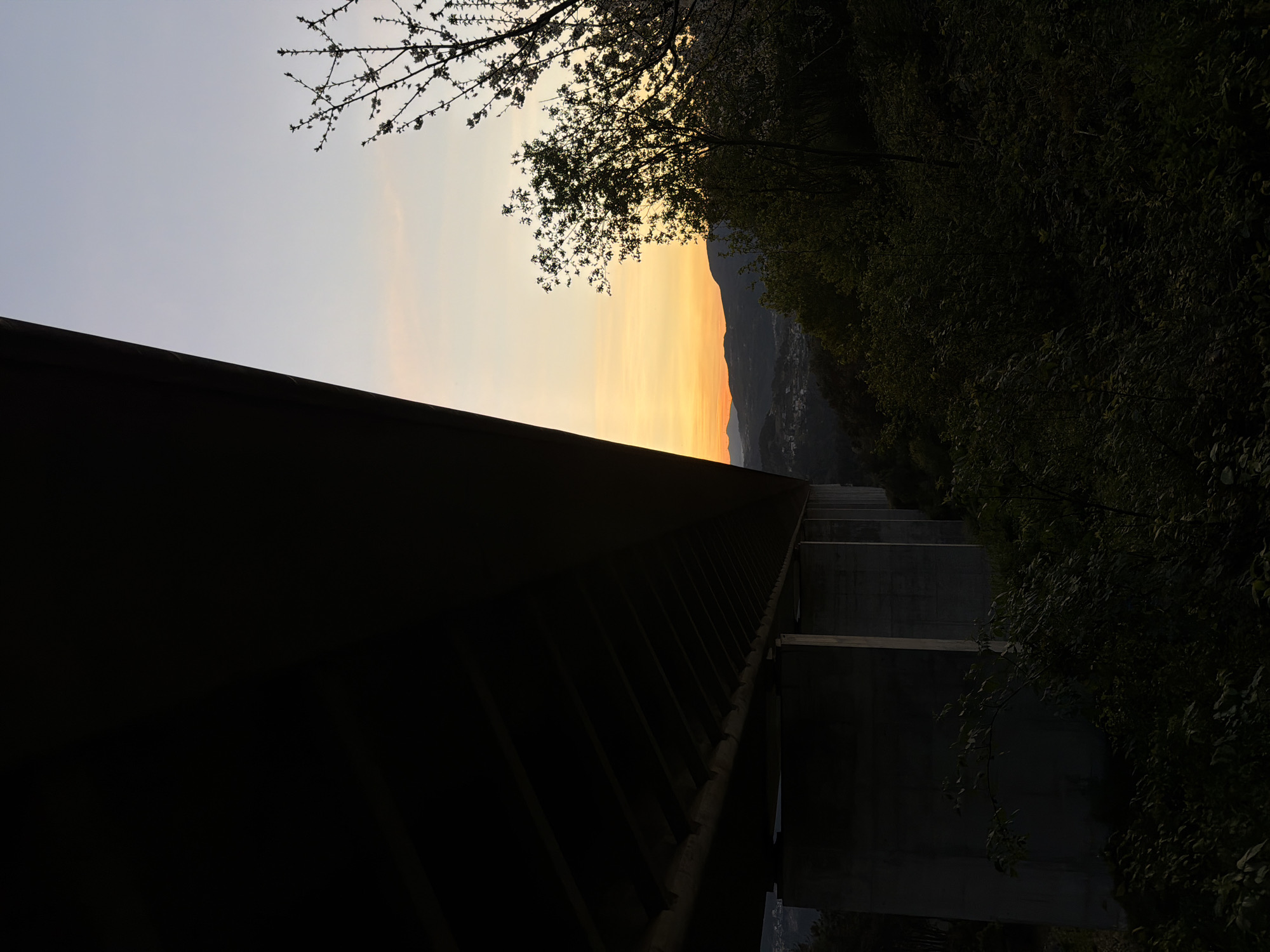 Sunset photographed from beneath Vila Real bridge, Portugal