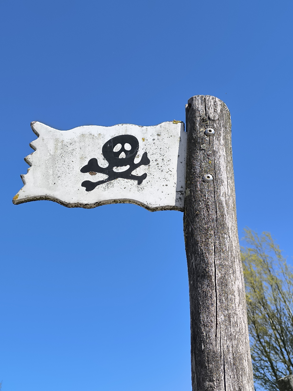 Skull and crossbones sign photographed in Alkmaar