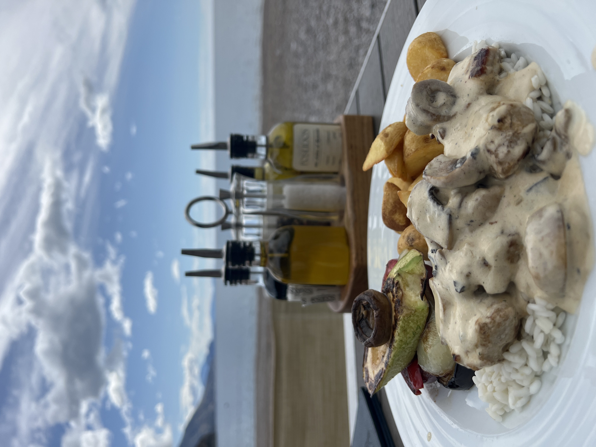 Routine moments captured in Prijevor: aircraft, dining setup, coastal views