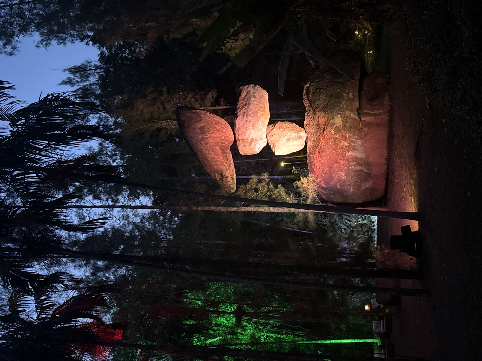 Stone formations photographed in Ko Samui forest at night