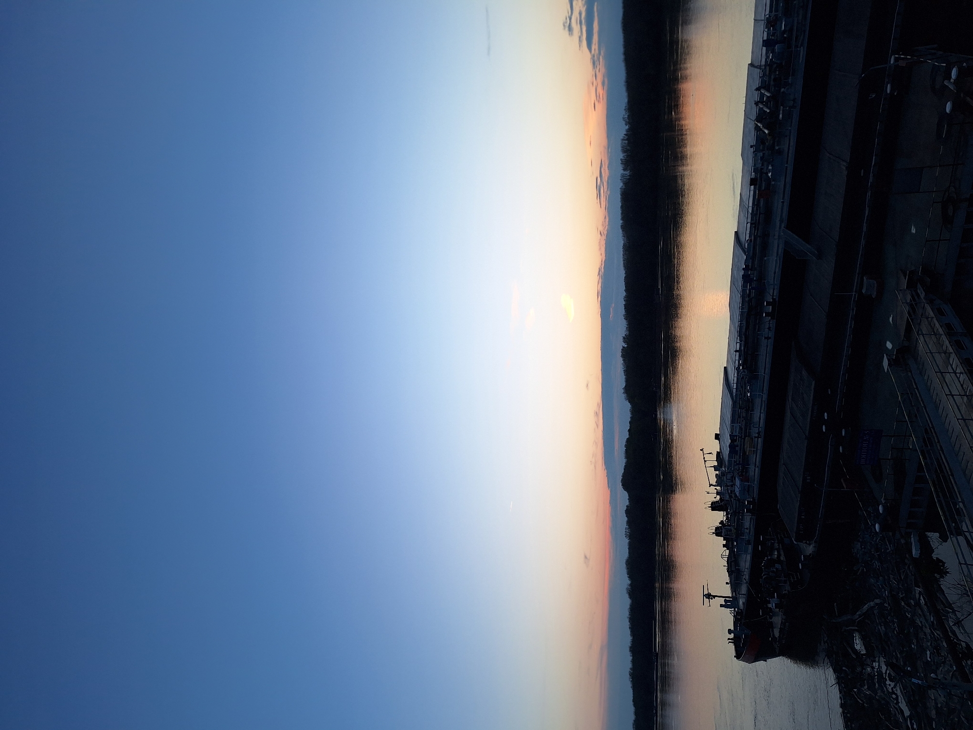 Sunset observed along Danube River in Ruse, Bulgaria