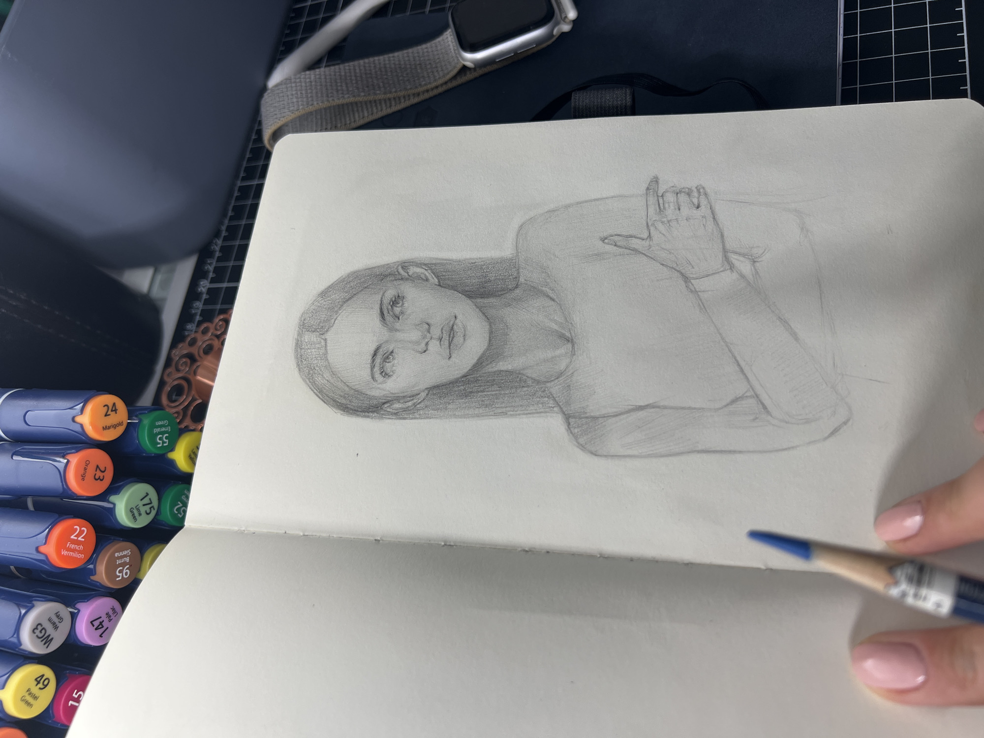 Artist fills sketchbook with portraits and figure studies