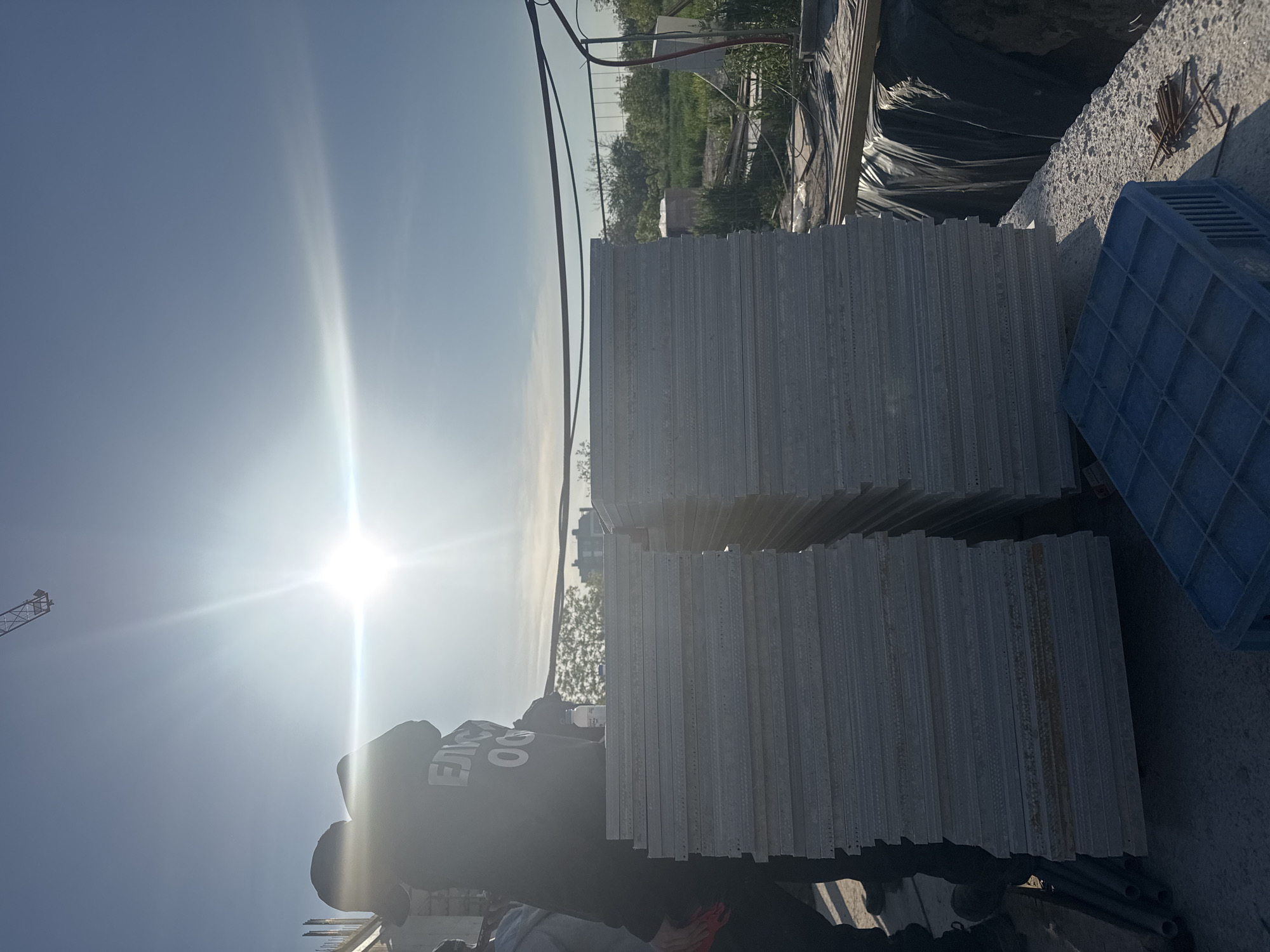 Early morning construction activity documented in Plovdiv, Bulgaria