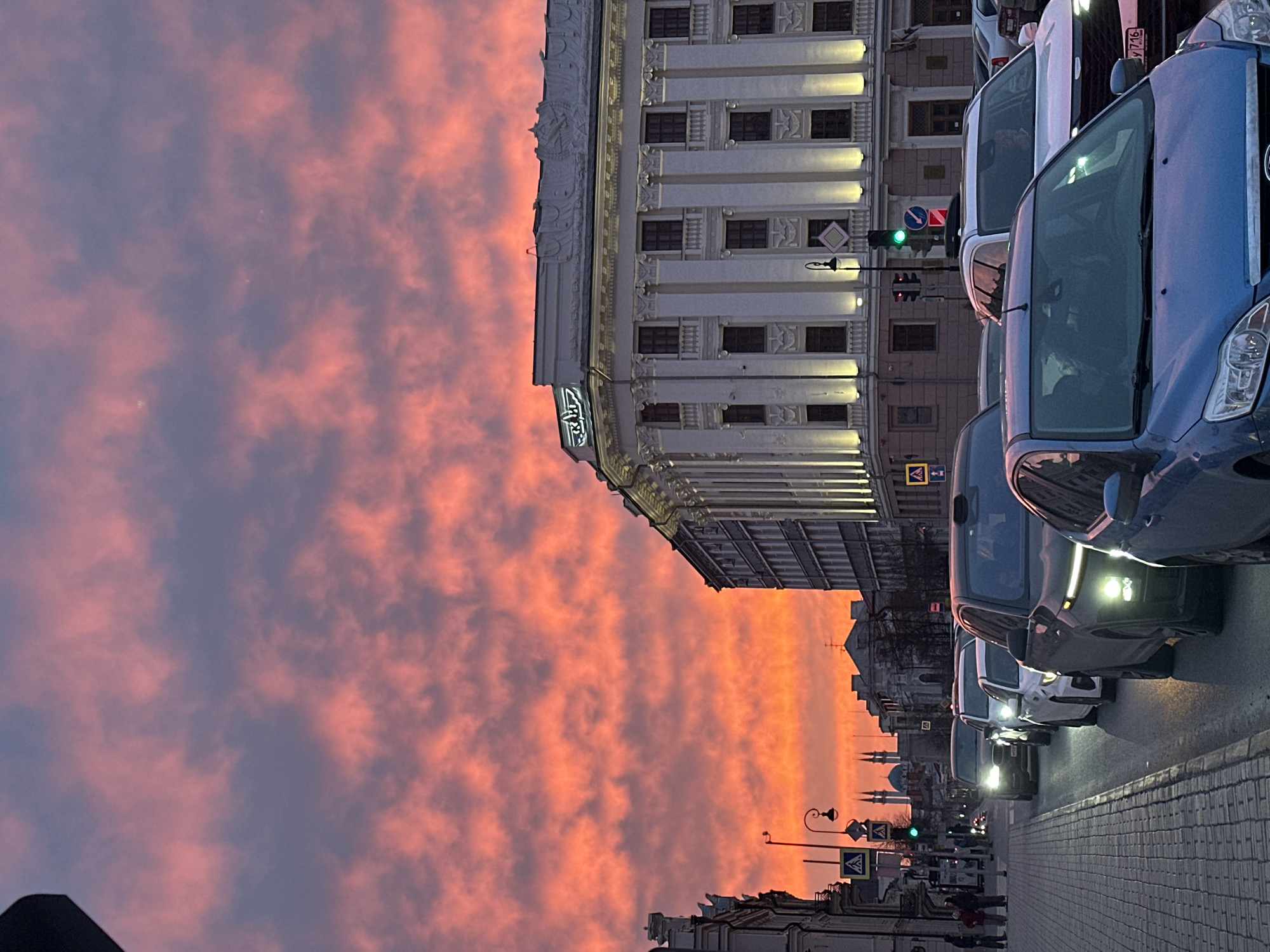 Dusk street scenes documented in Kazan, Russia