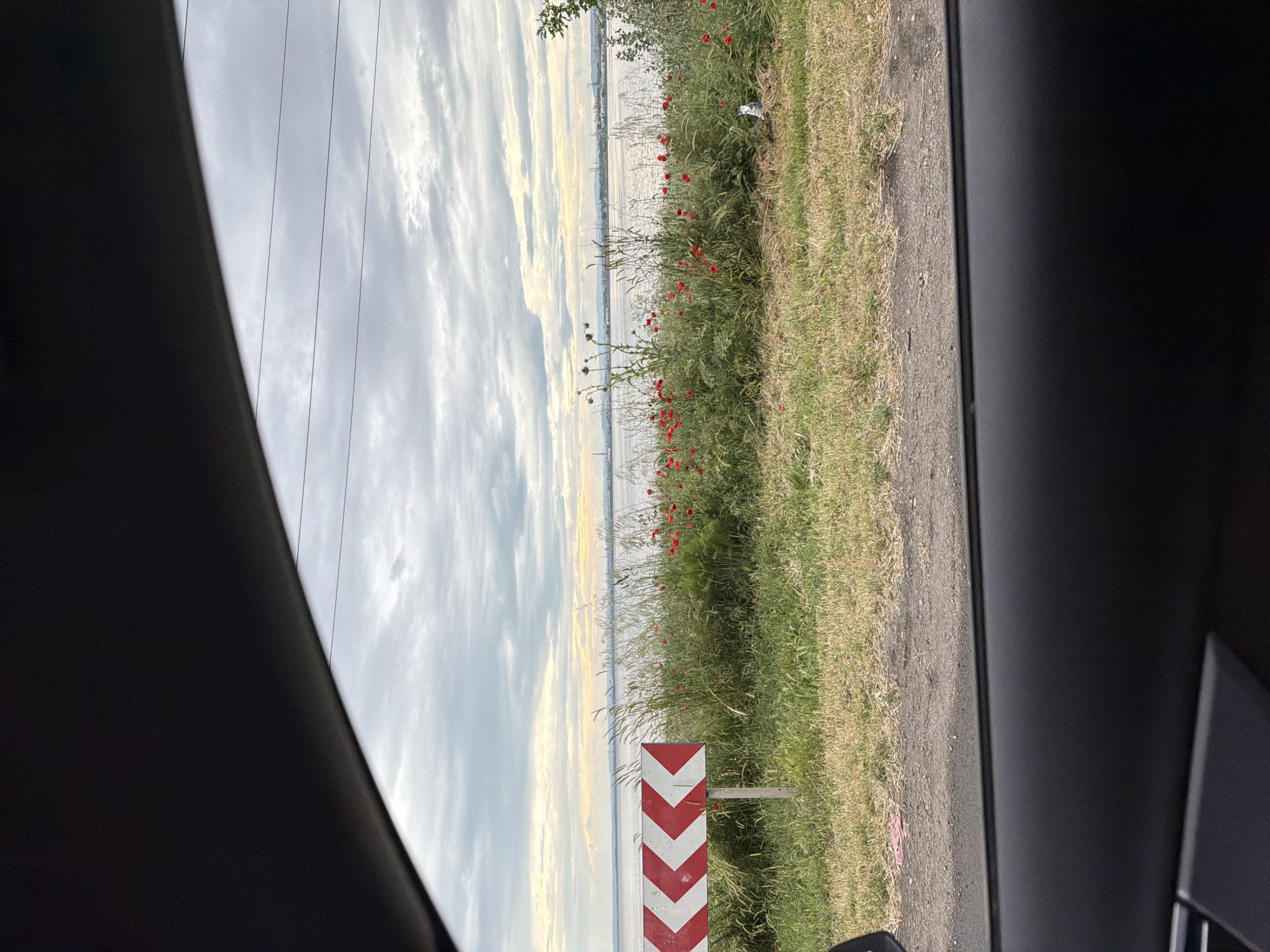 Driver documents roadway journey near Burgas waterway at 50km/h