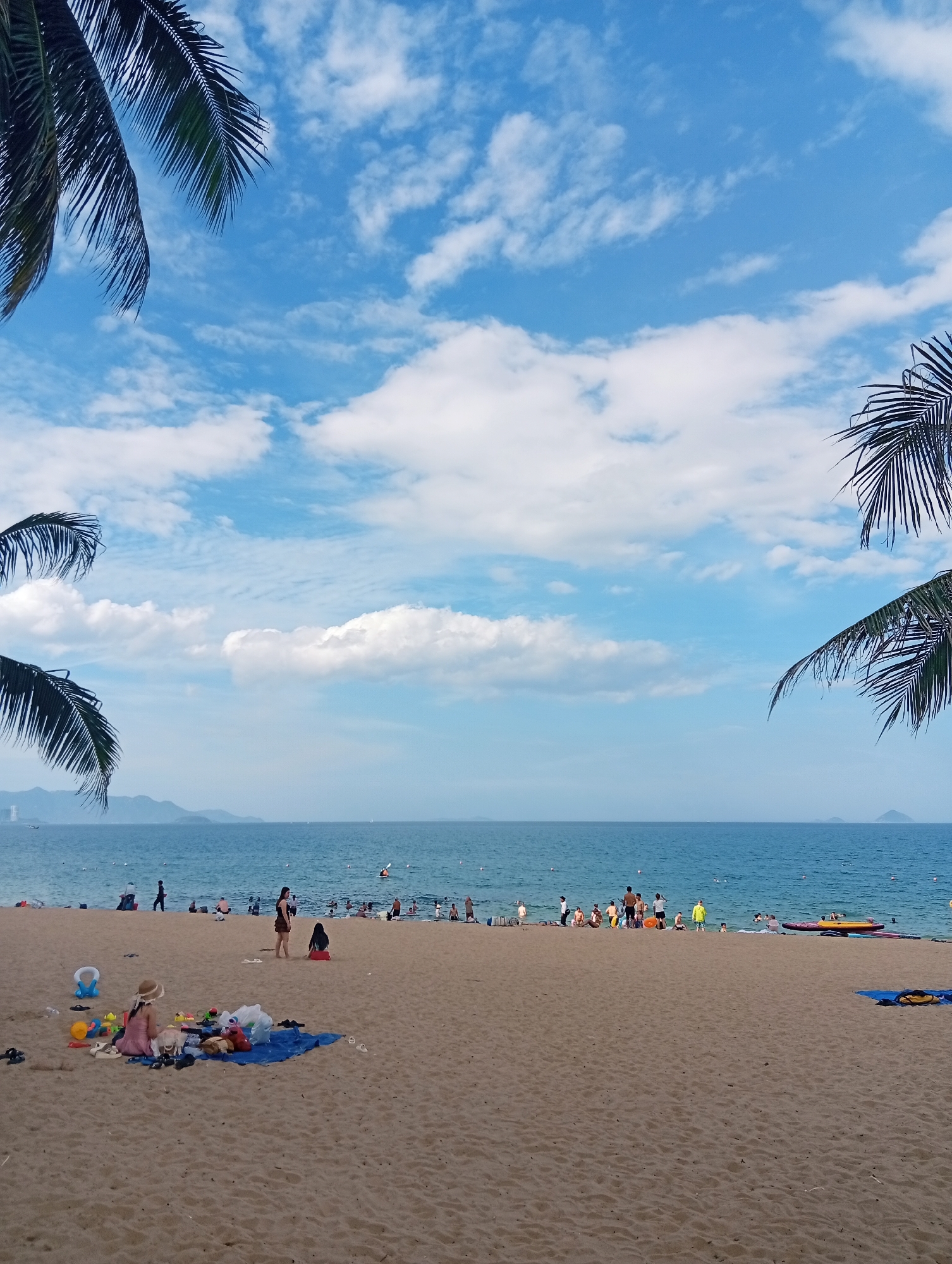 Busy morning on Nha Trang beach, Vietnam