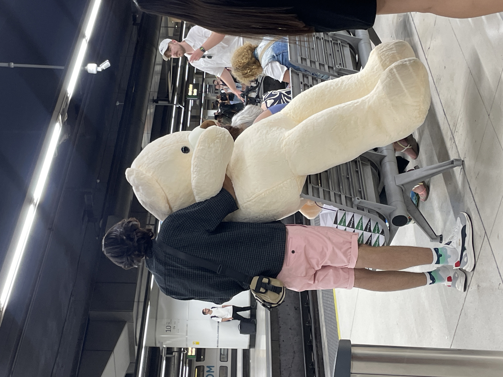 Barcelona Metro Scenes: Giant Teddy Bear, Clarinet Performance