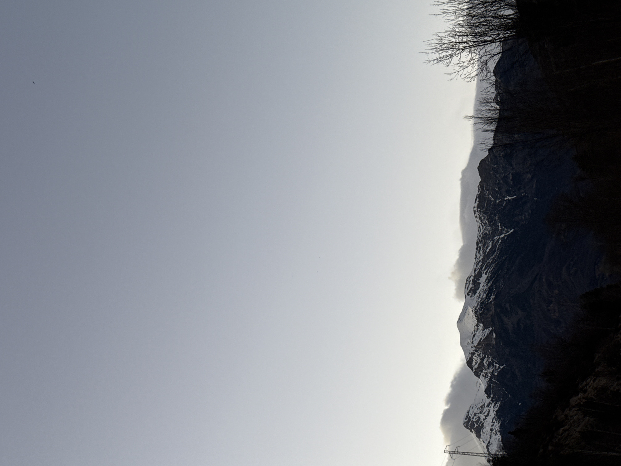 Snow-dusted mountains photographed in Chía, Spain