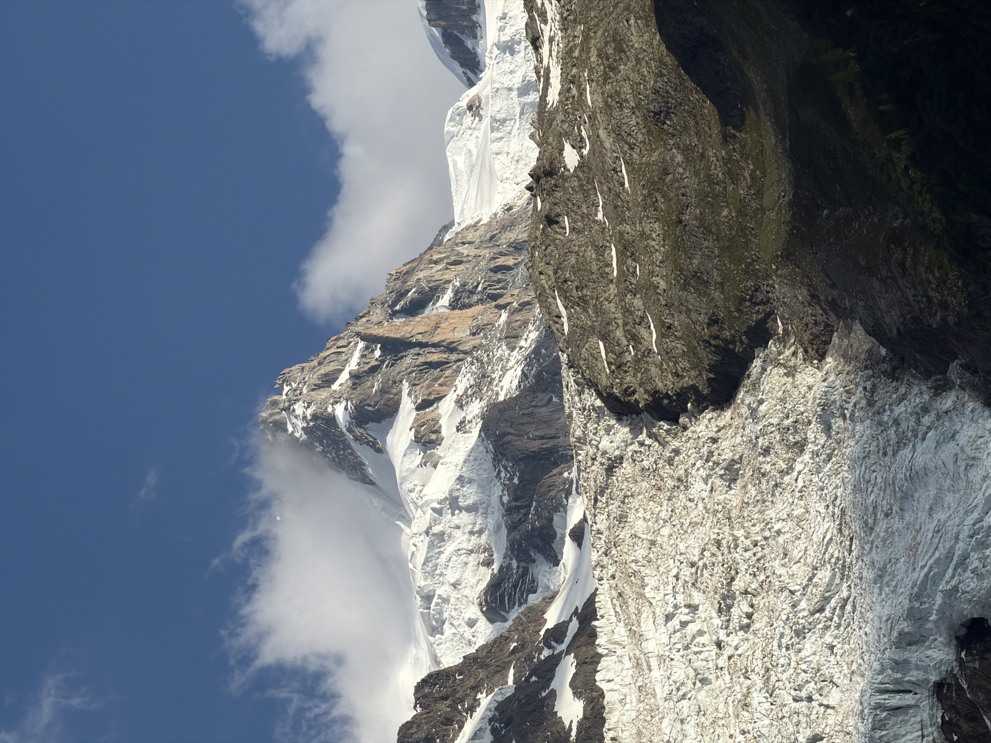 Peaks and glacial river along the Chamonix valley