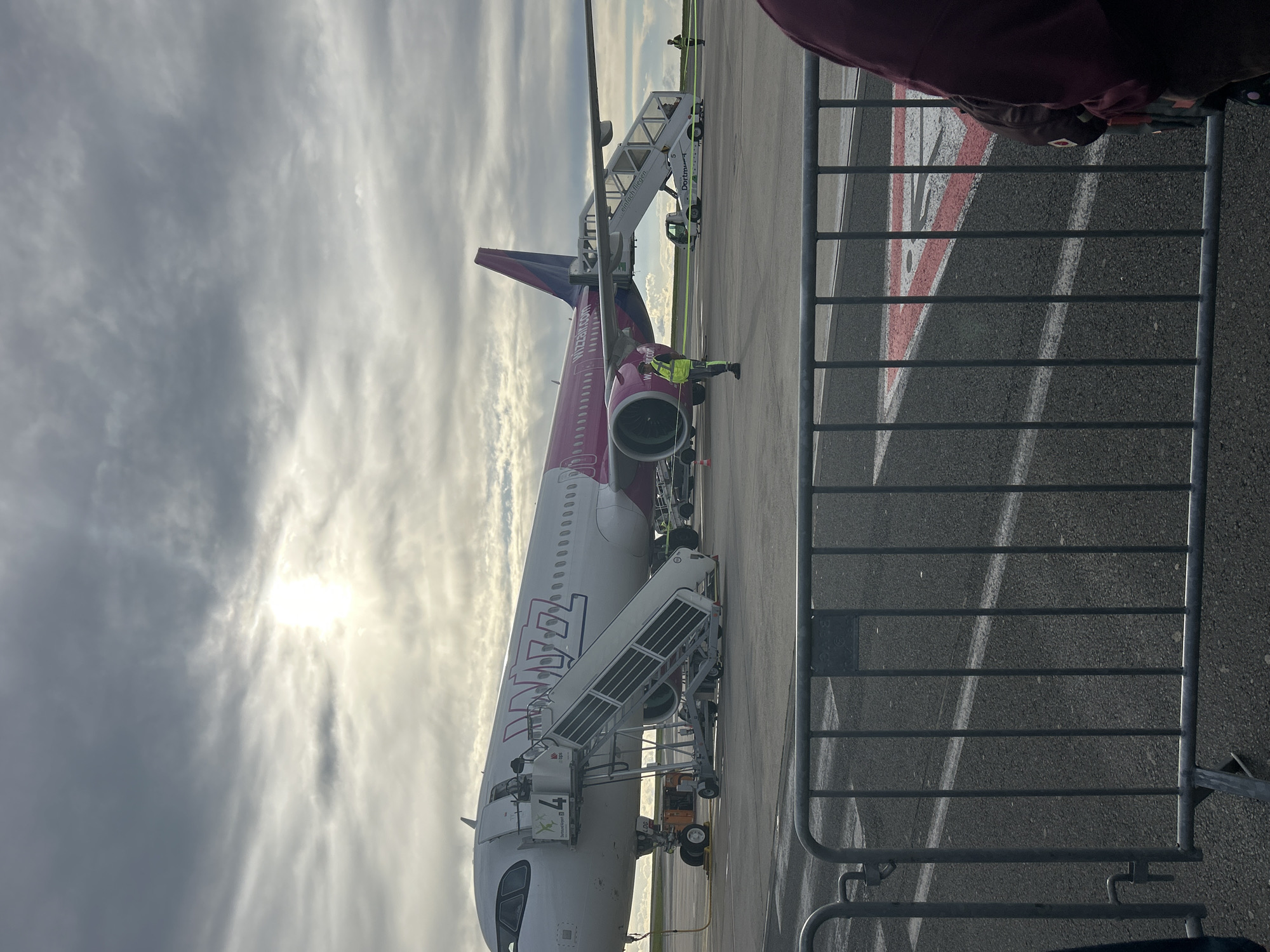 Evening airport scenes documented at Dortmund featuring Wizz Air