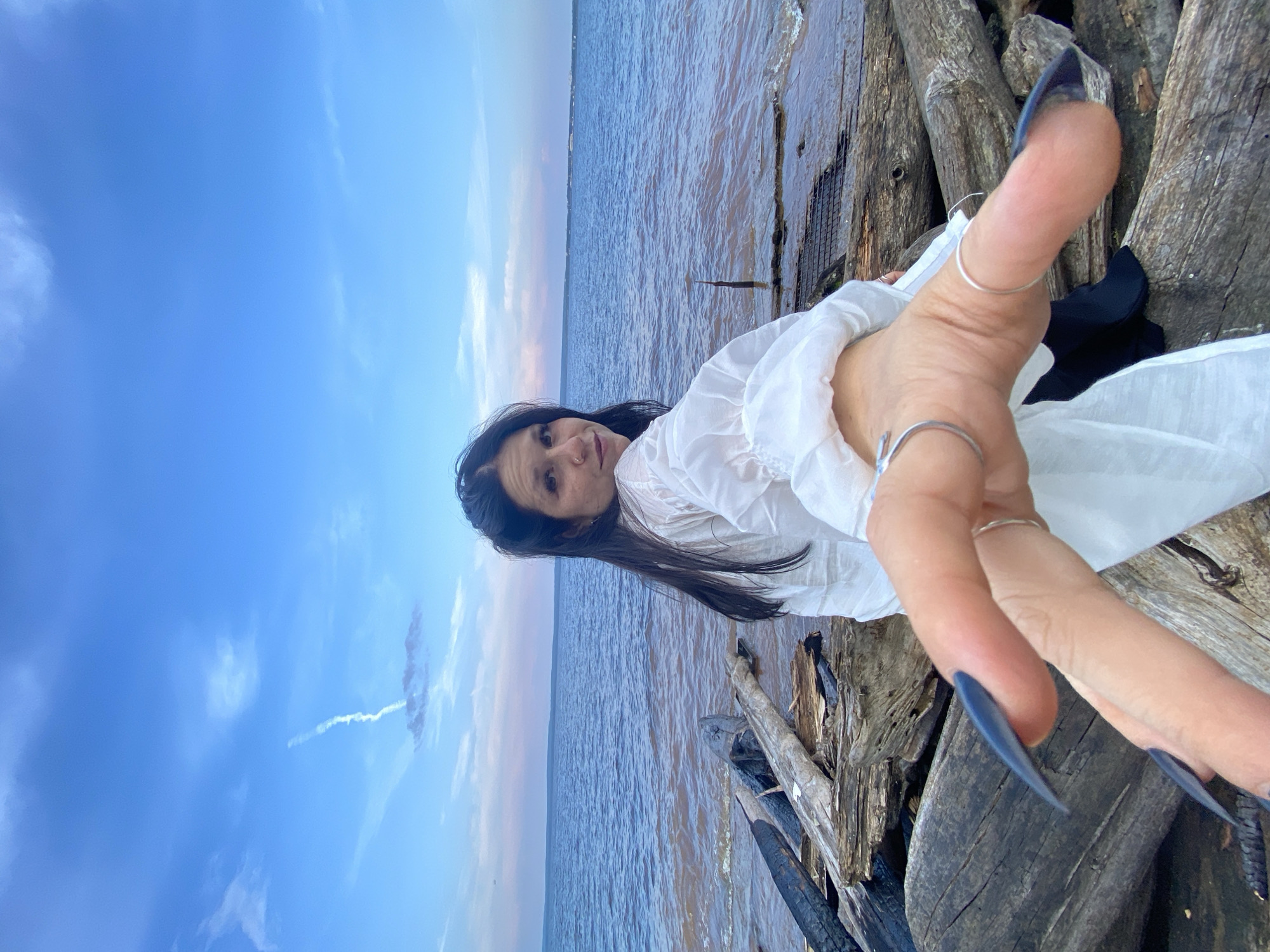 Quiet moment on a driftwood shore in Chaikovsky