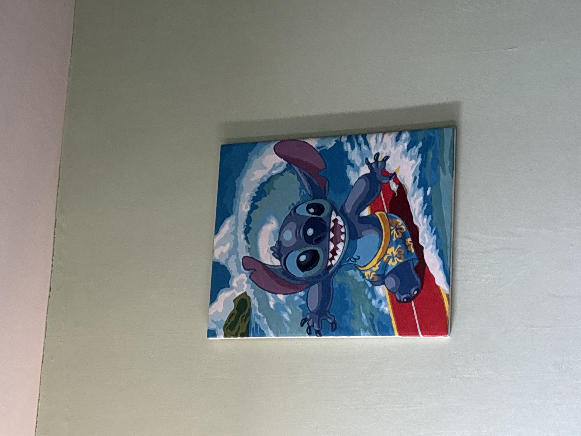 Disney Stitch surfing painting spotted on wall in Russia