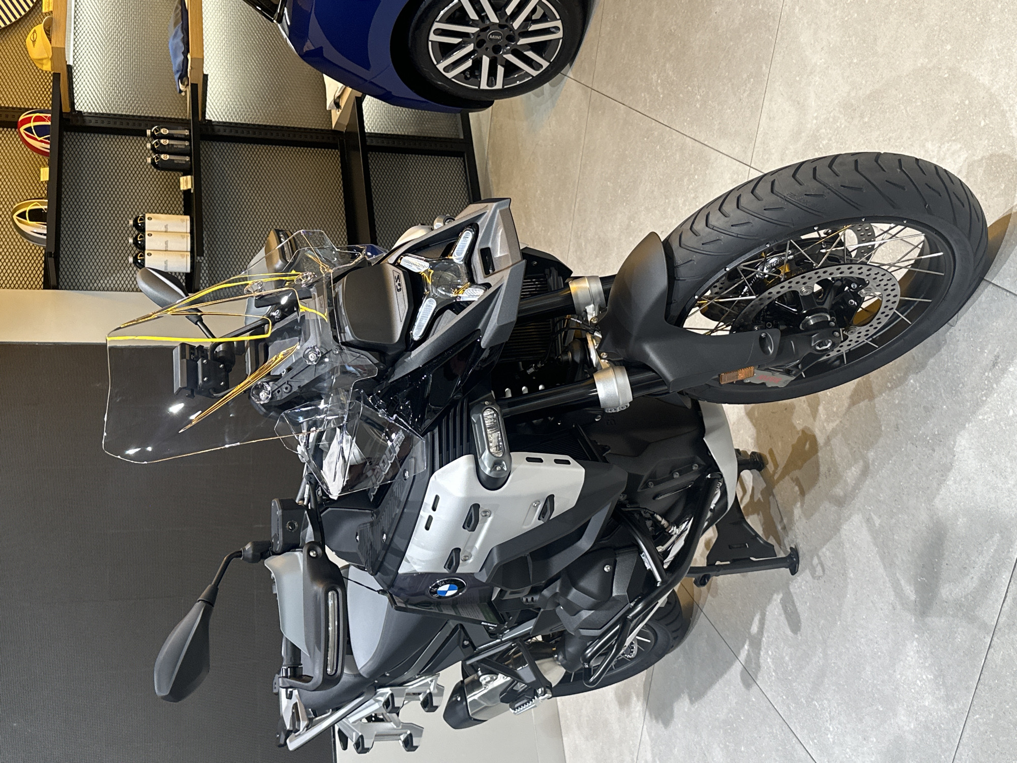 BMW motorcycles displayed at Bangkok showroom near Skytrain