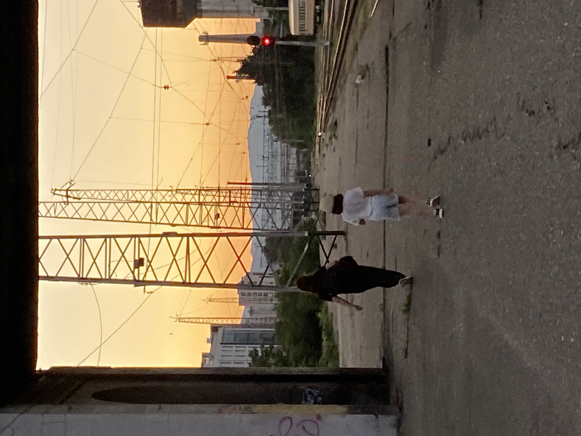 Tbilisi train station at golden hour, platform life and infrastructure