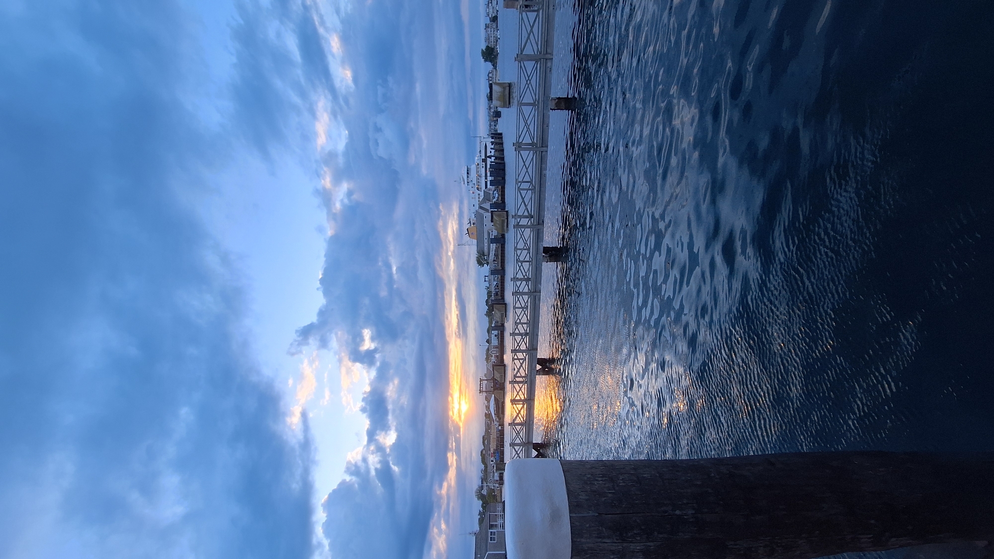 Sunset captured at Nantucket Harbor by multiple witnesses