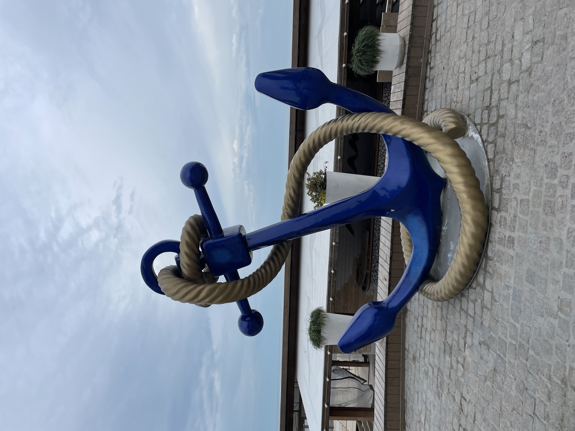 Maritime sculptures documented in early morning Sochi walkthrough