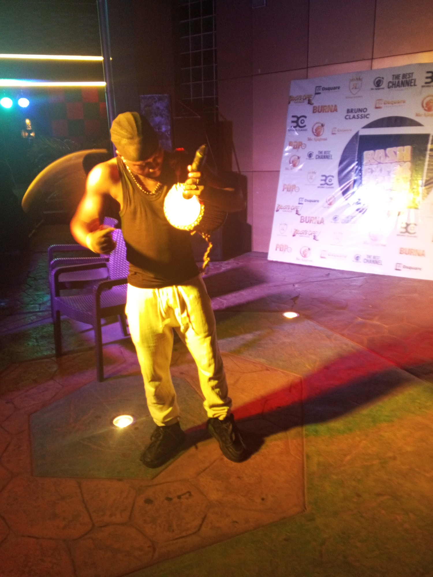 Nighttime musical event documented in Lokoja, Nigeria outdoor venue
