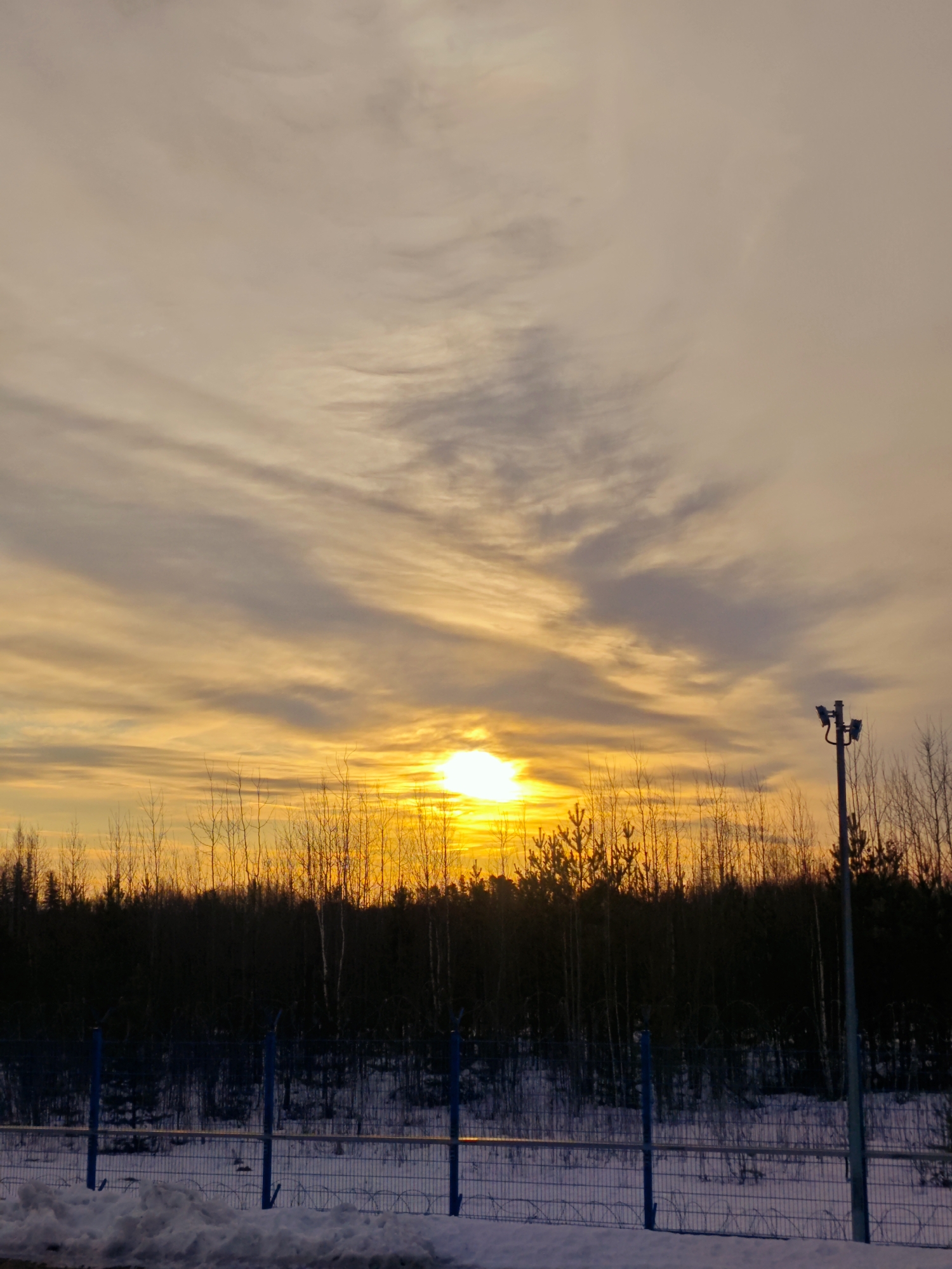Winter sunset scenes and tiramisu captured in Russia