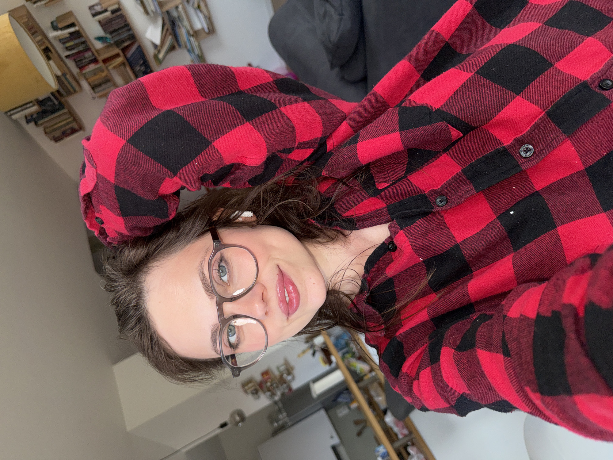 Woman takes selfies indoors in Budapest