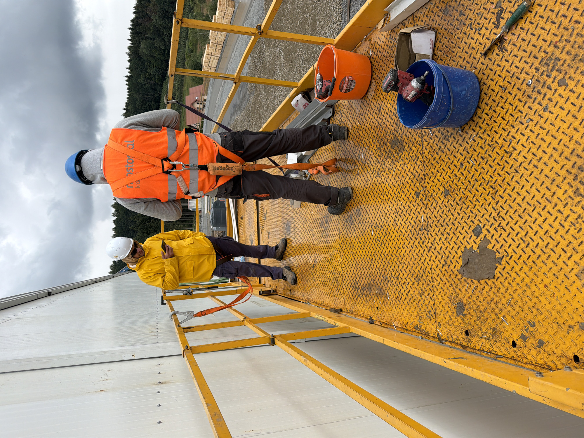 Construction crew at work on a Stróża industrial site