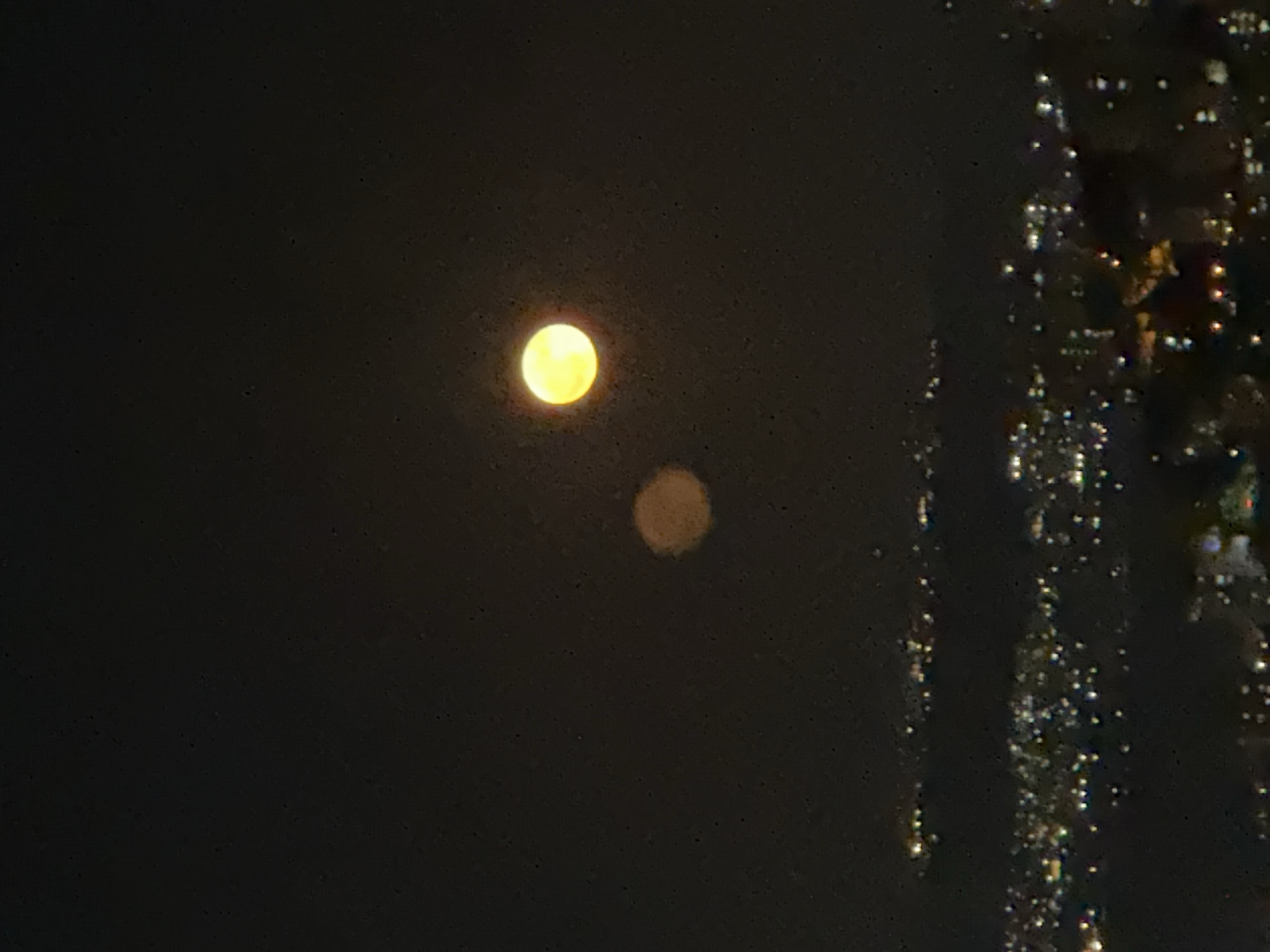 Haifa at night — full moon, city lights, and the port below