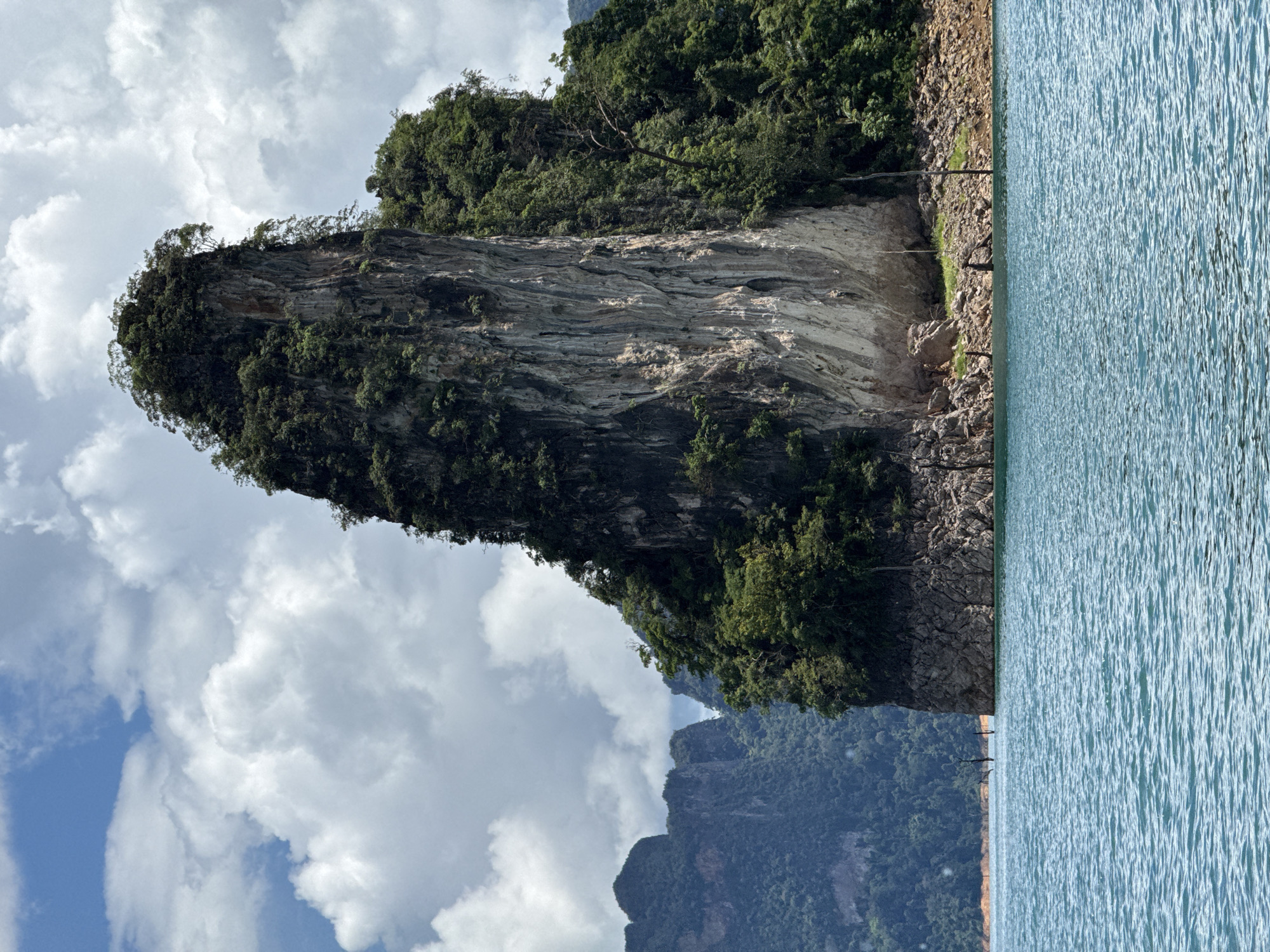 Limestone karsts and turquoise water at Cheow Lan Lake