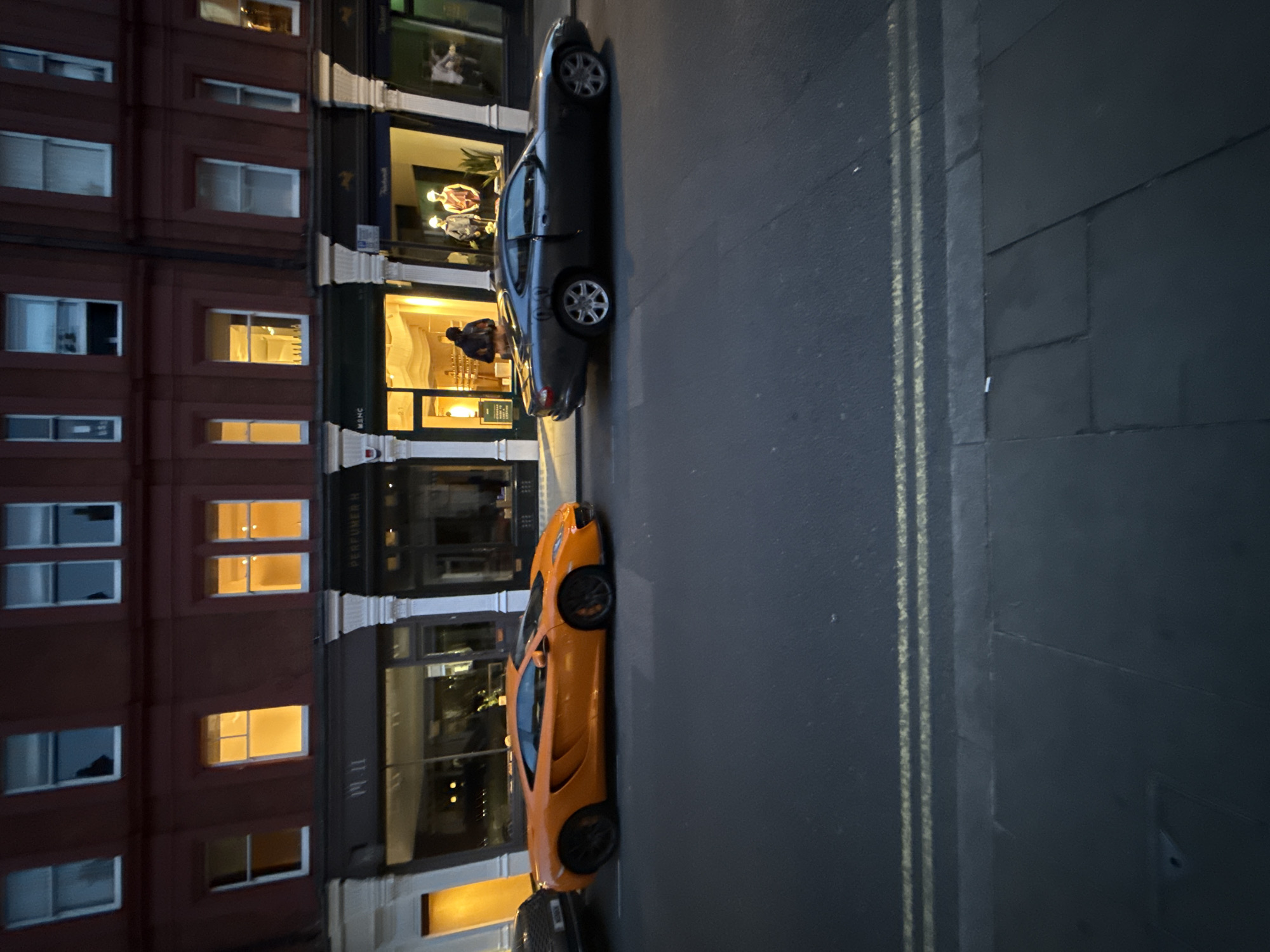 Evening street scene captured in central London