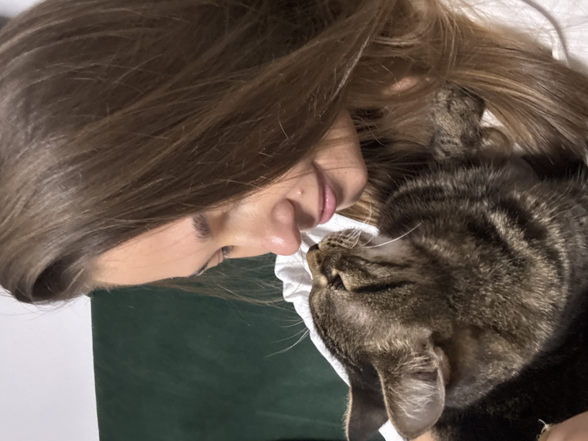 Woman shares tender moments with tabby cat in Chernushka
