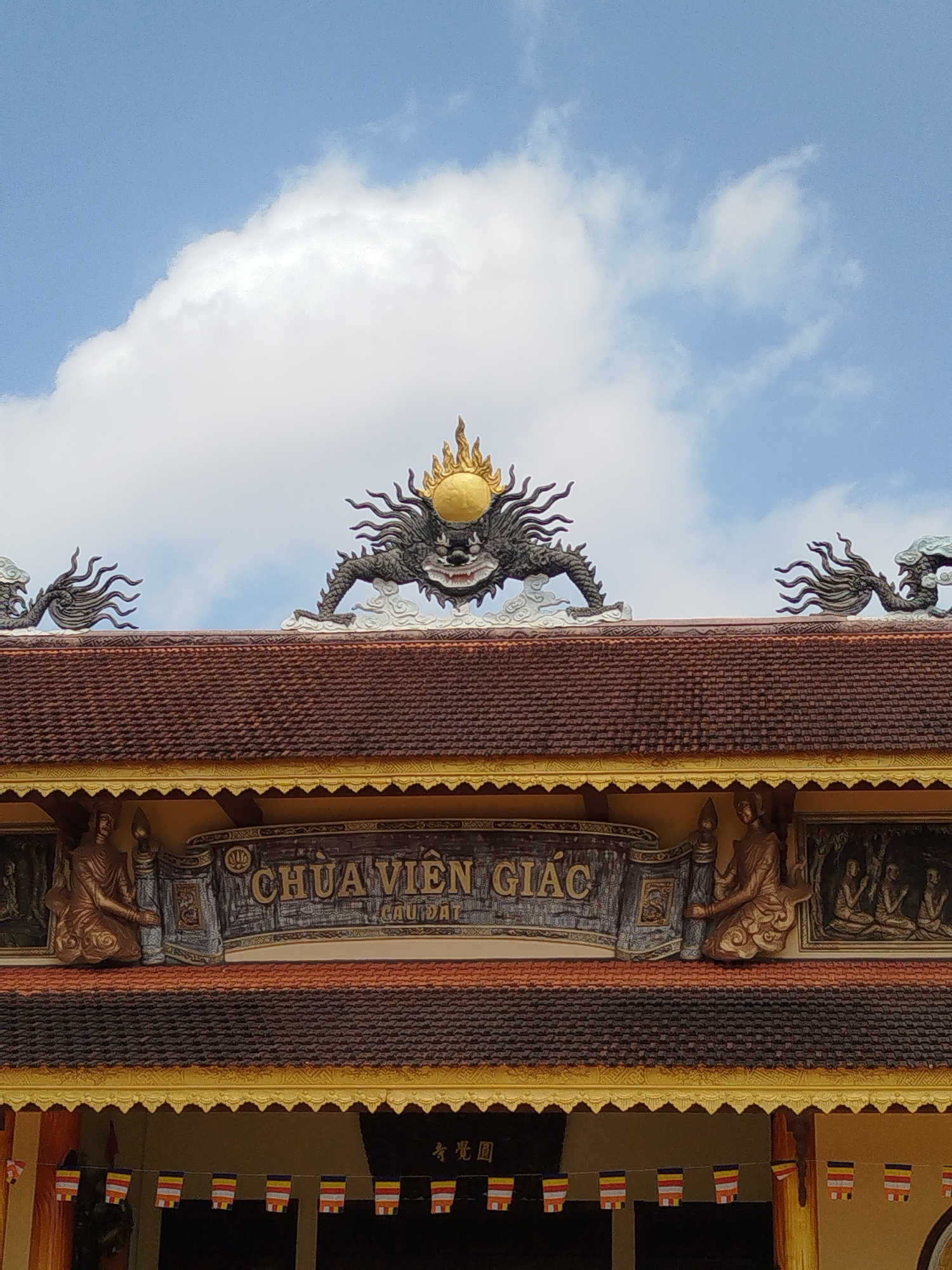 Early morning visit documented at Buddhist temple in Vietnam