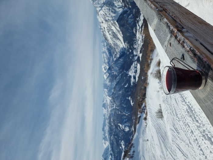 Skier documents morning slopes in Cesana Torinese, Italy