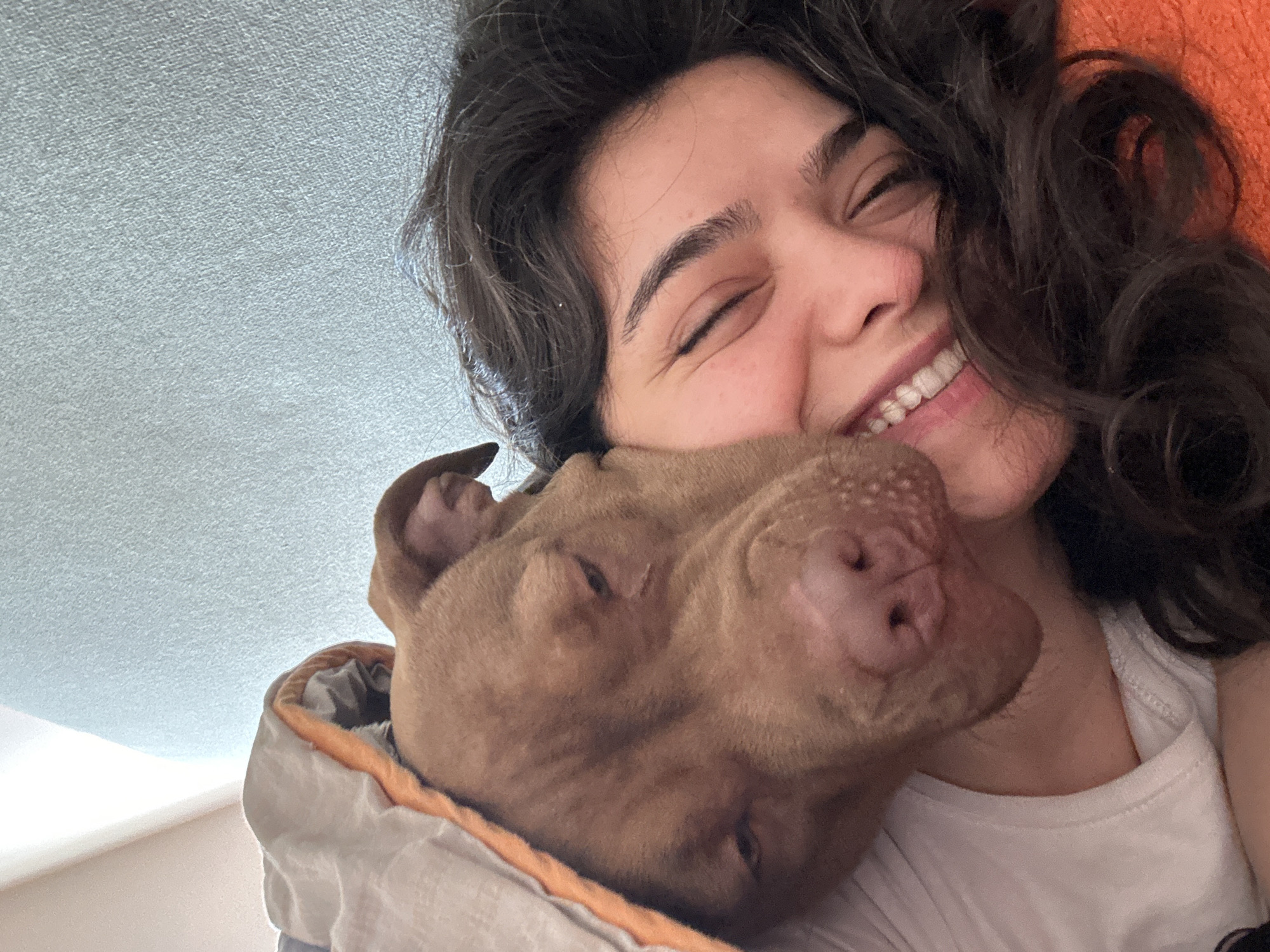 Woman shares tender morning moments with dog in Bulgaria