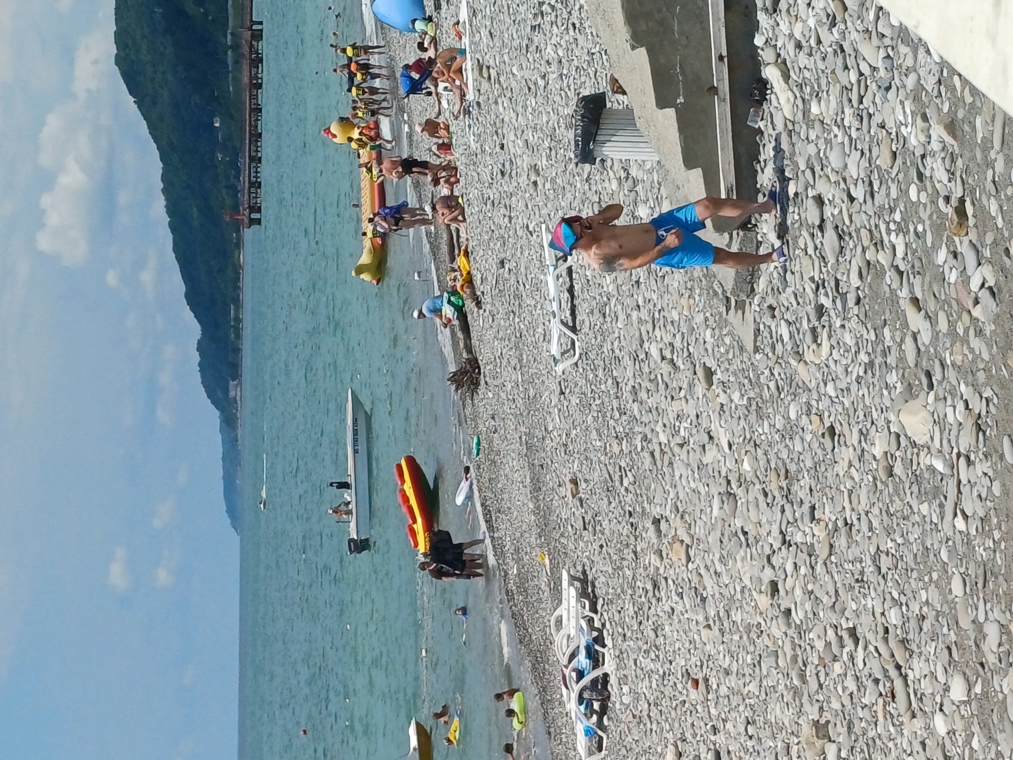 Summer crowd fills Sochi's Black Sea beach on a clear morning