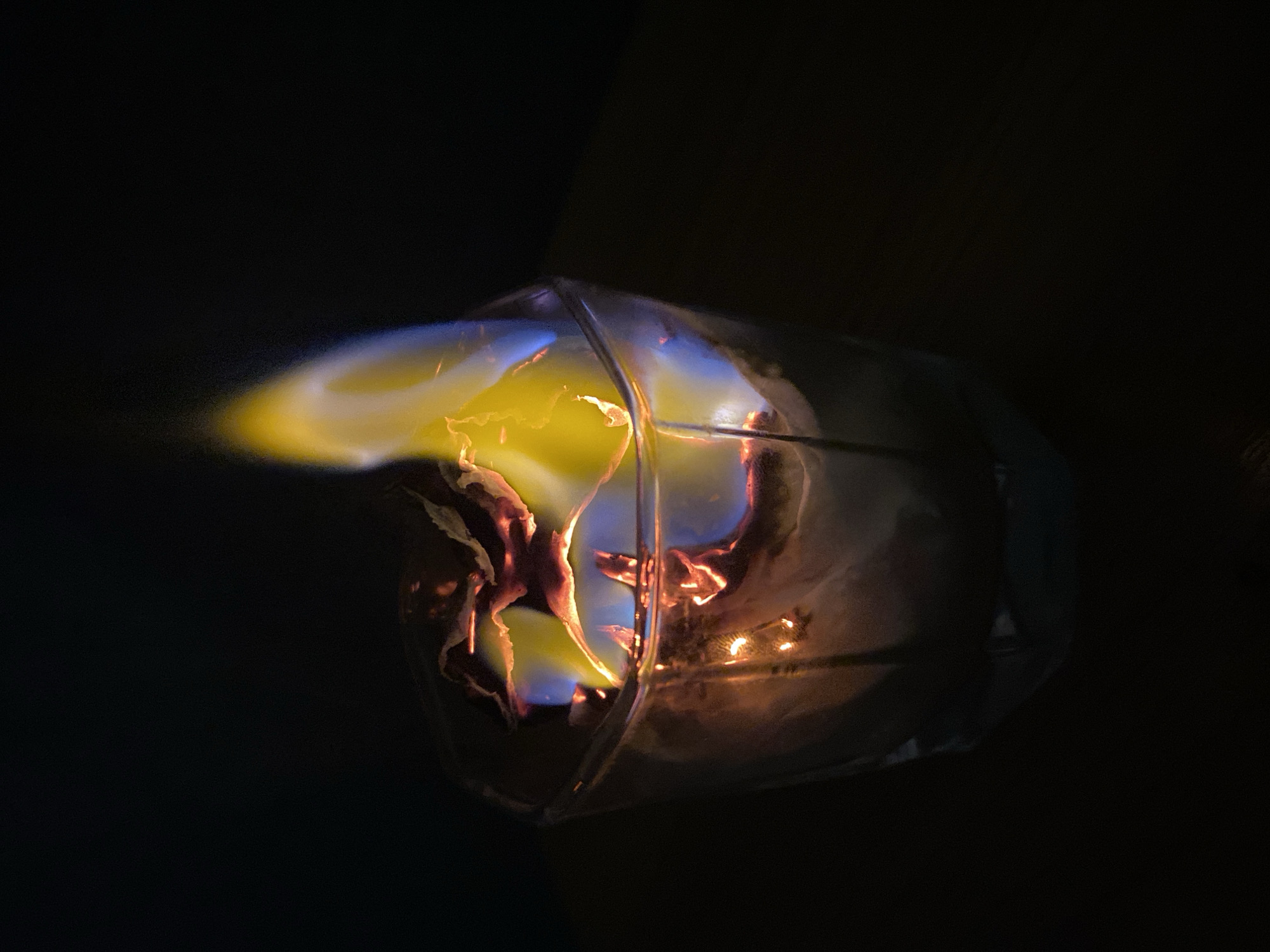 Sequential match lighting and flame containment documented by witness