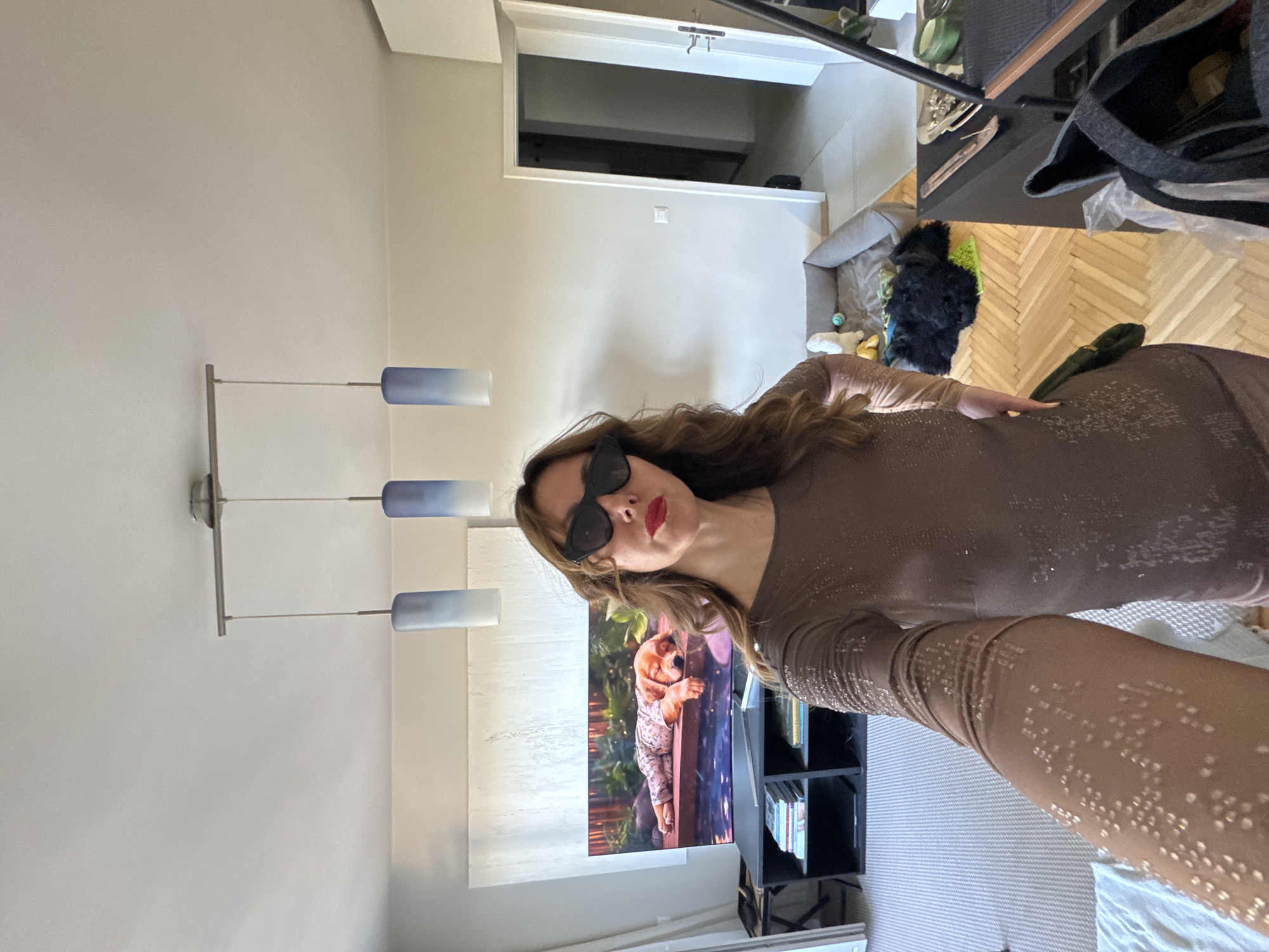 Woman documents afternoon selfie session in Sofia apartment