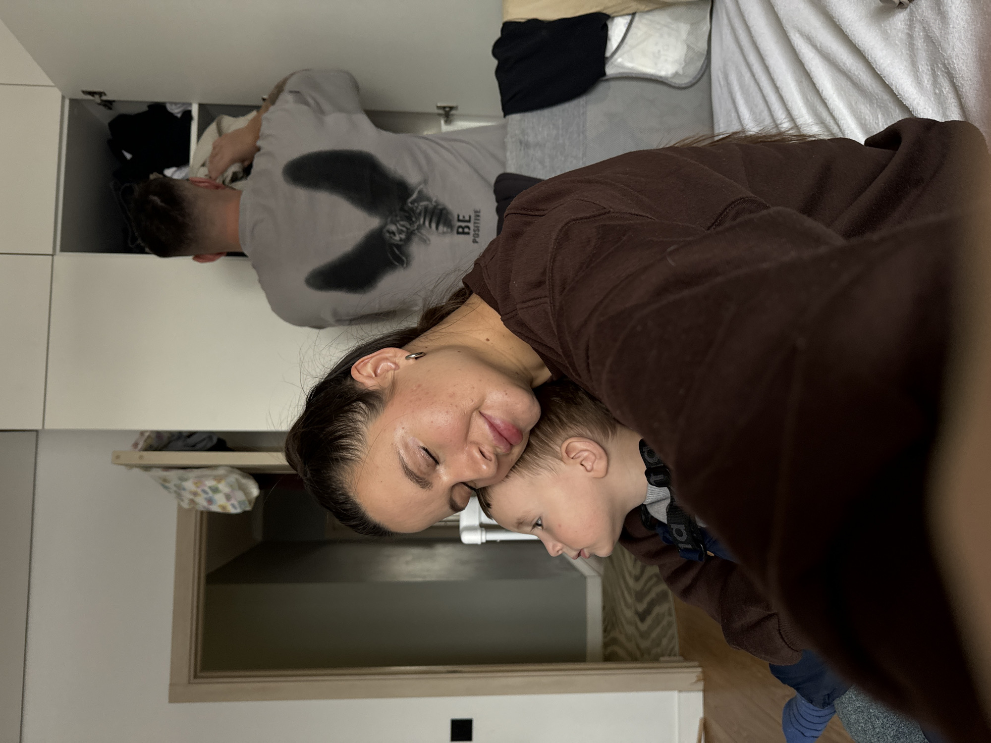Family gathering and childcare moments in Russian home