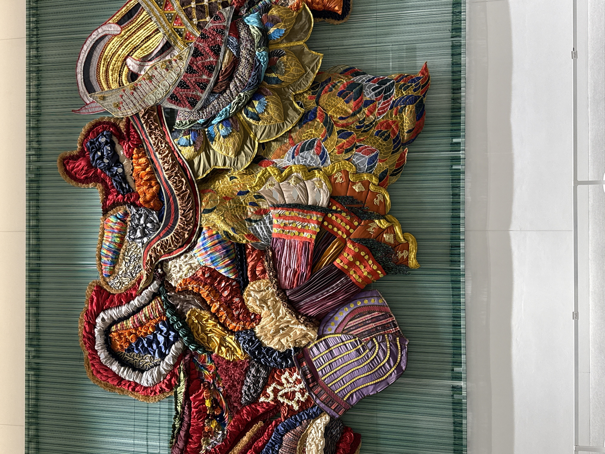 Bangkok waterfront scenes with textile art documented by witness