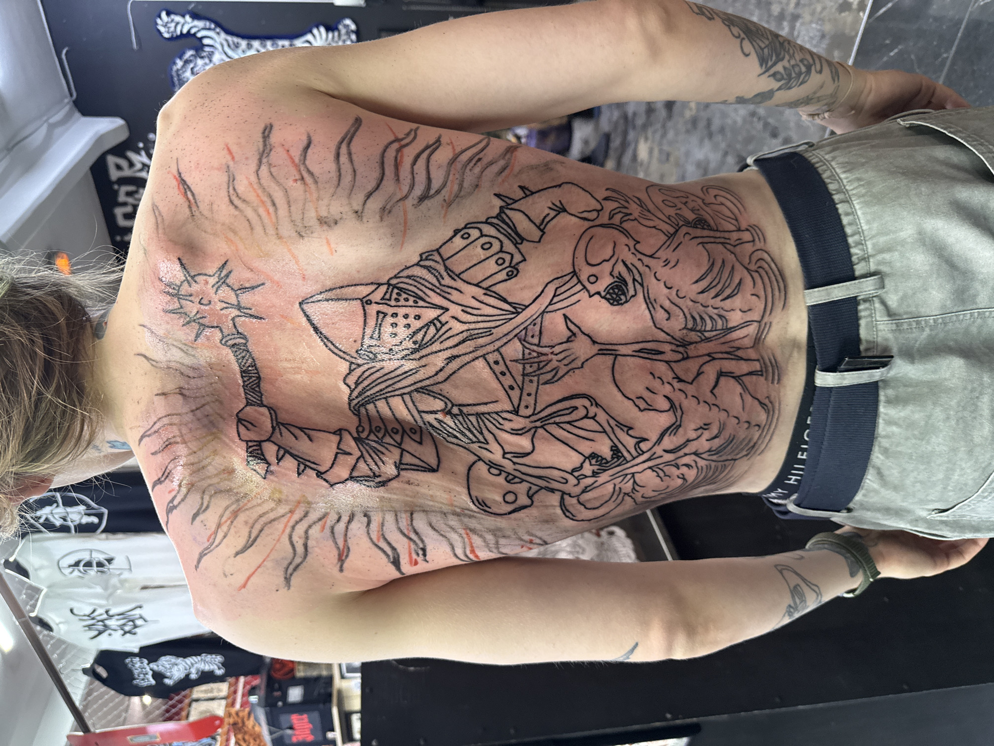 Moscow resident displays elaborate religious, theatrical tattoo artwork