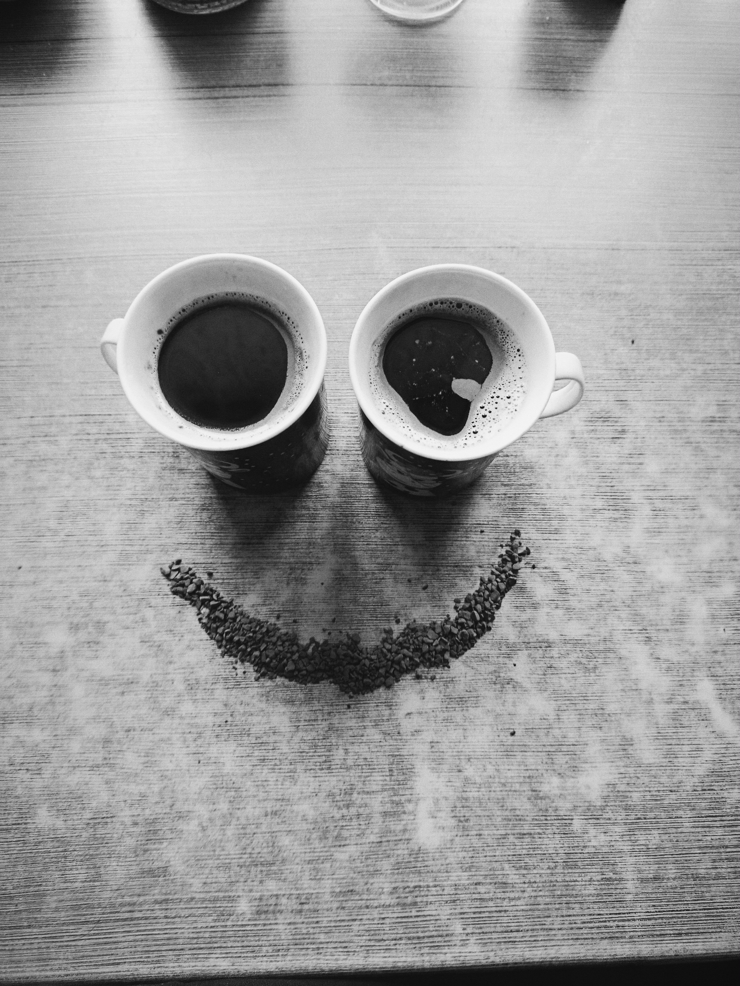 Coffee art smiley face created in Russian home
