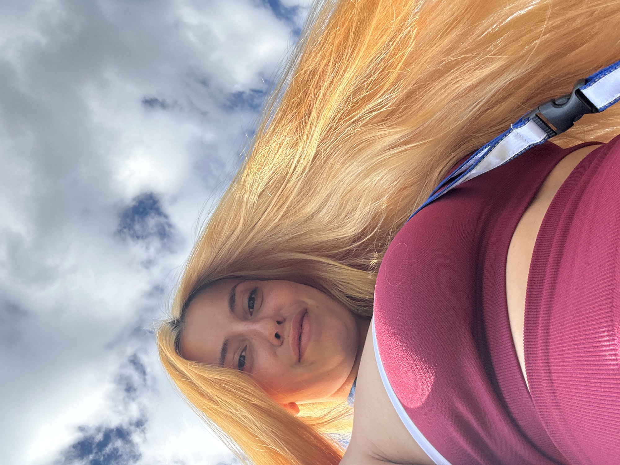 Selfie taken in Heinebach, Germany shows blonde-haired person