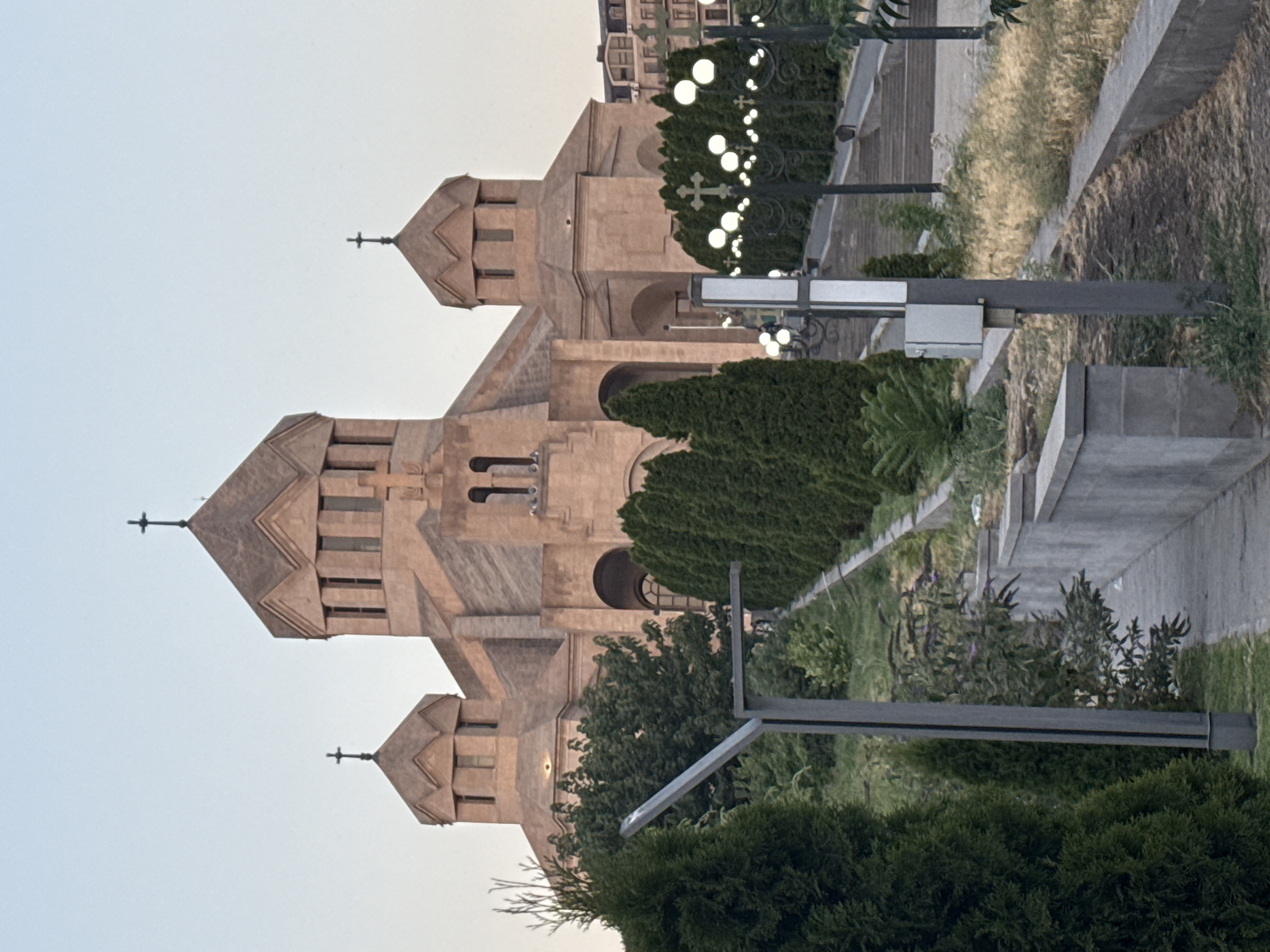 Evening at a festive outdoor spot near Yerevan's cathedral