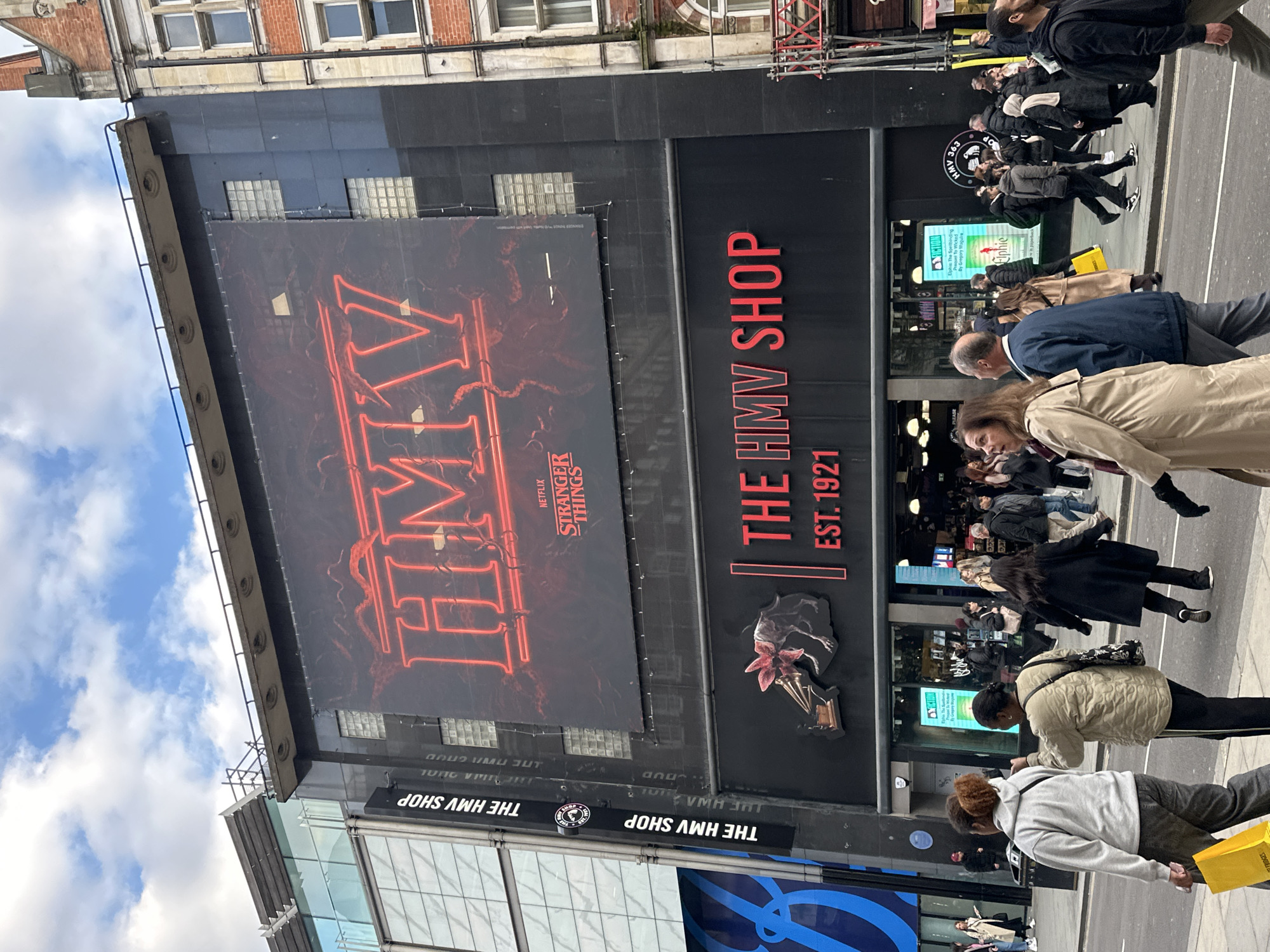 Netflix Stranger Things advertisement displayed on London HMV shop