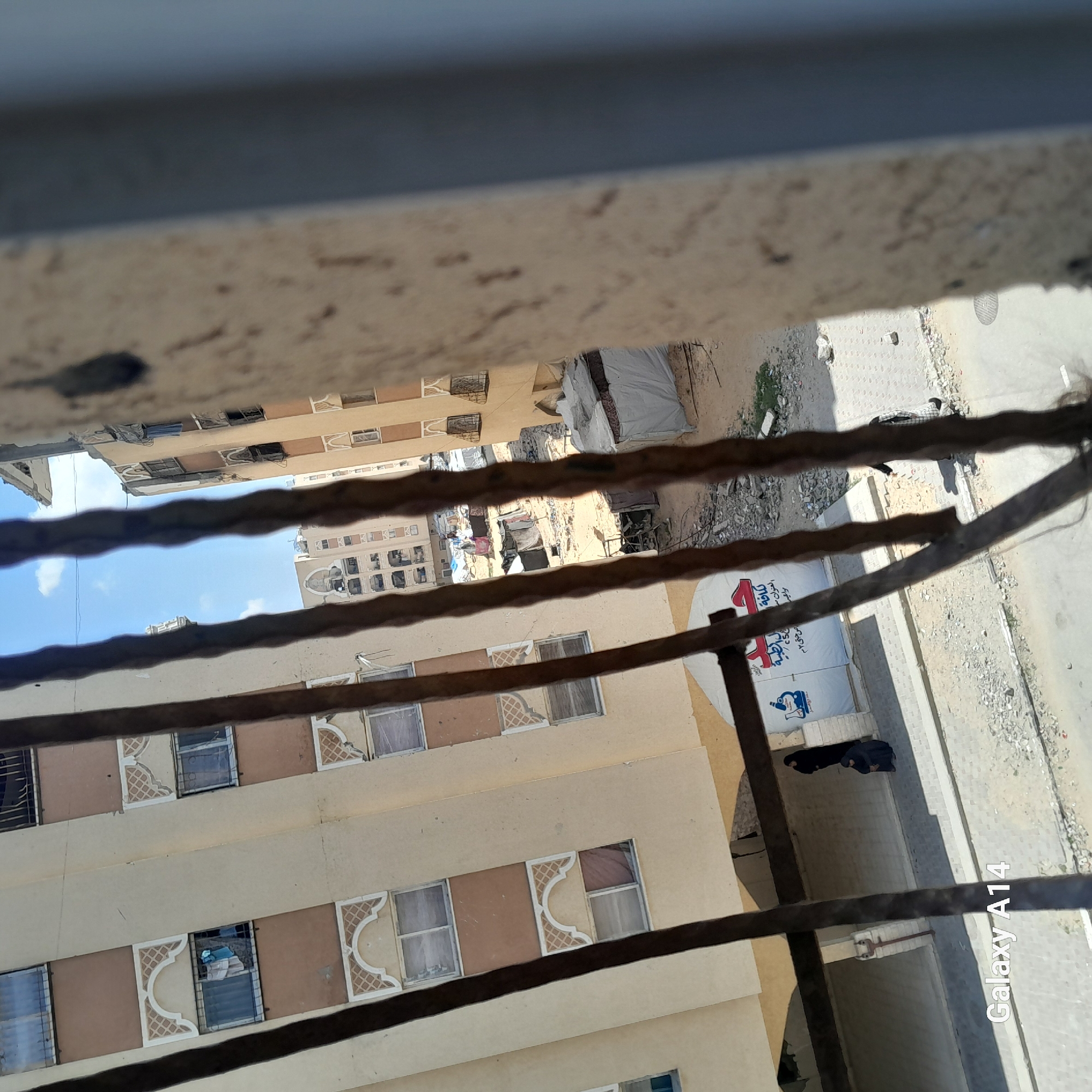 Urban buildings show heavy damage in unspecified location