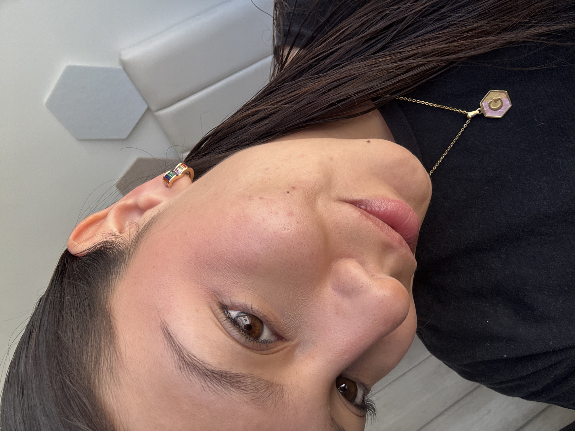 Woman photographs herself in San Francisco Ocotlán, Mexico
