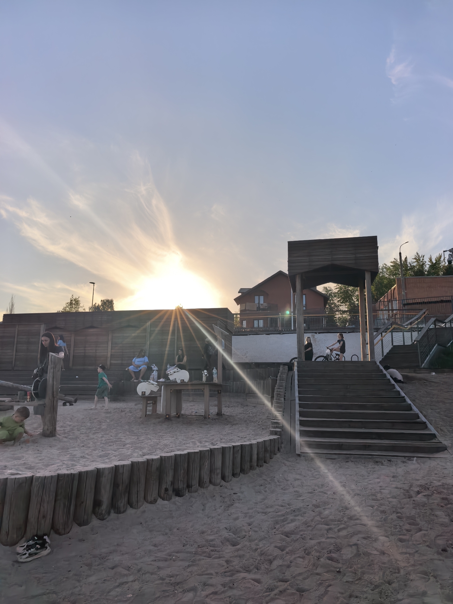 Families enjoy afternoon at Sterlitamak riverfront playground and beach