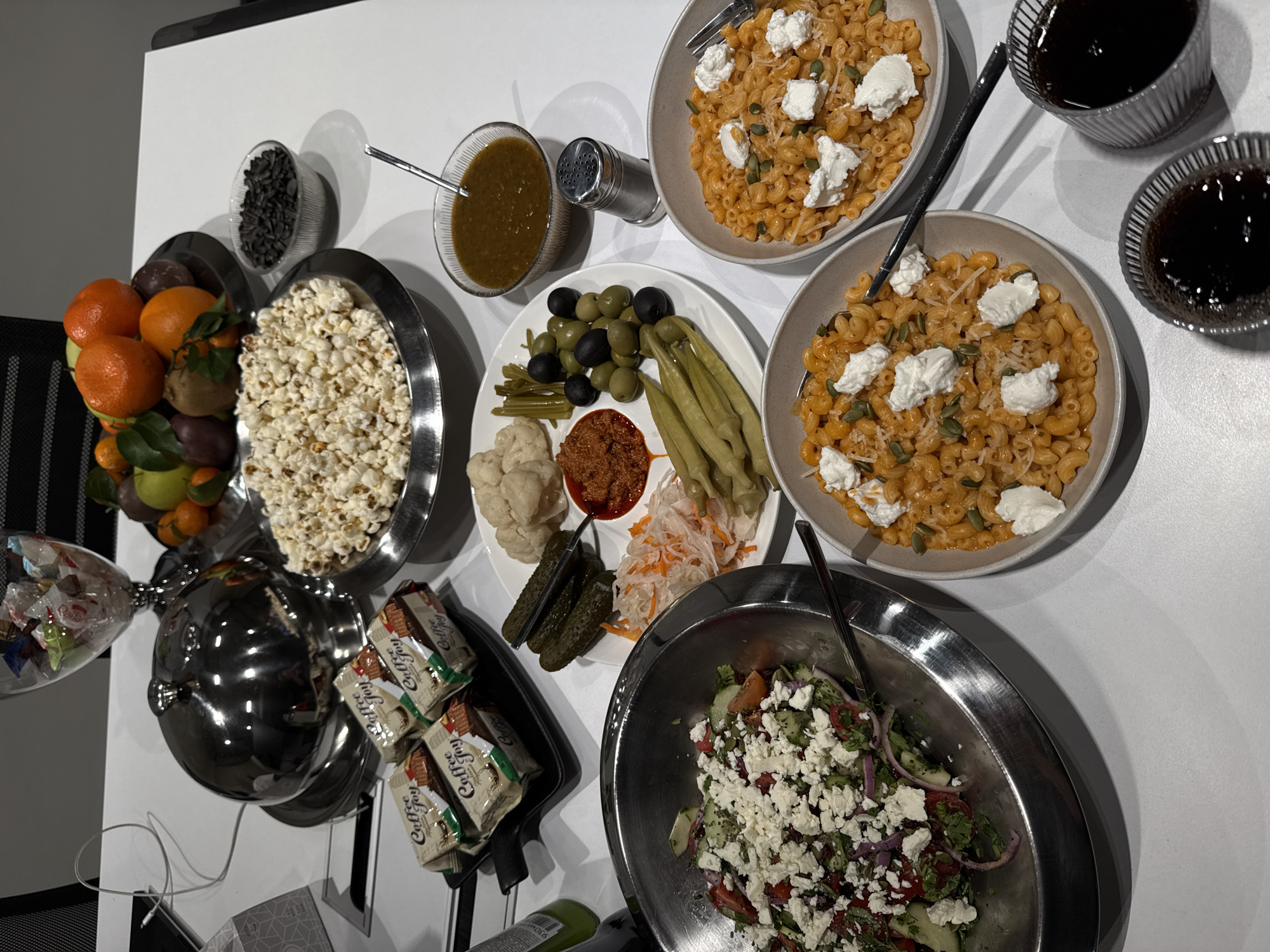 Meal spread documented in Yerevan featuring salads and dishes