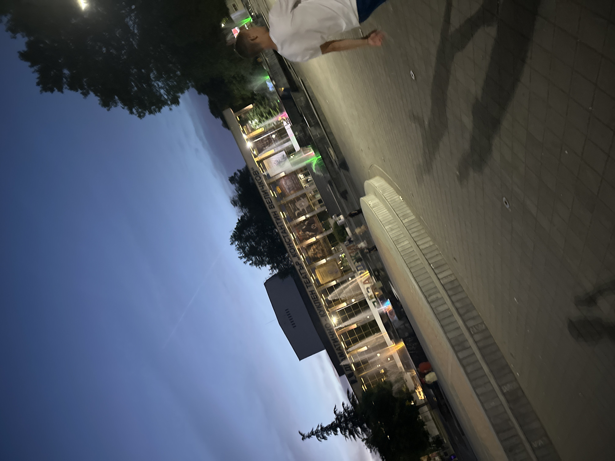 Evening fountain display documented in Pazardzhik, Bulgaria