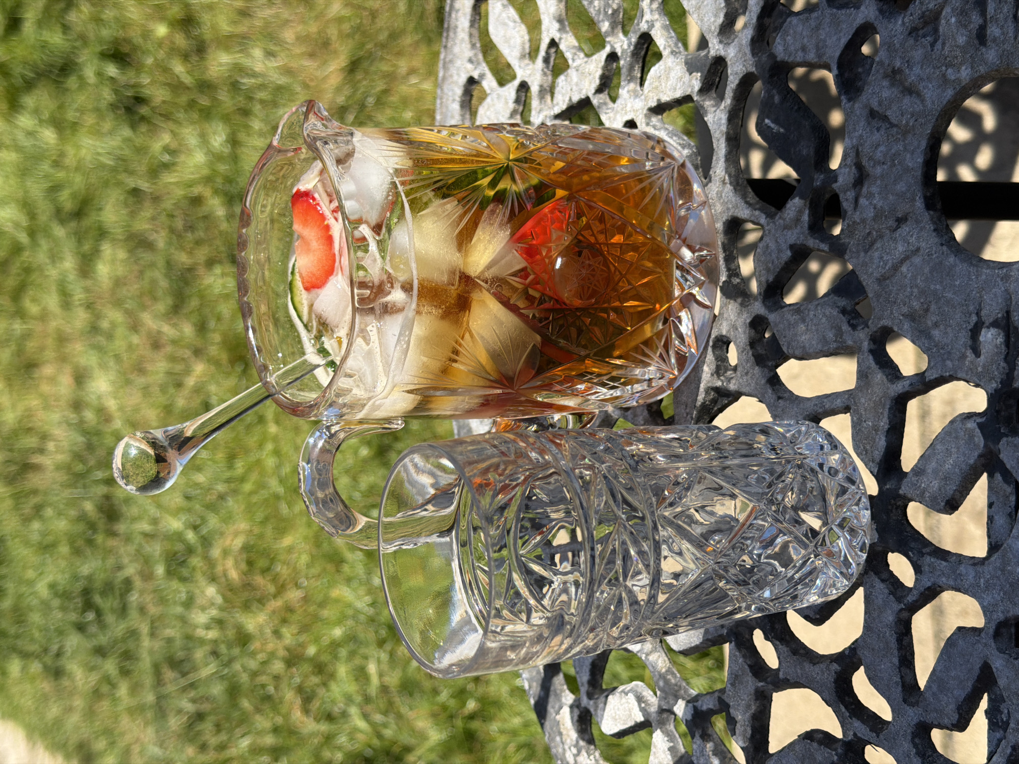 Outdoor refreshments served on decorative table in Kent district