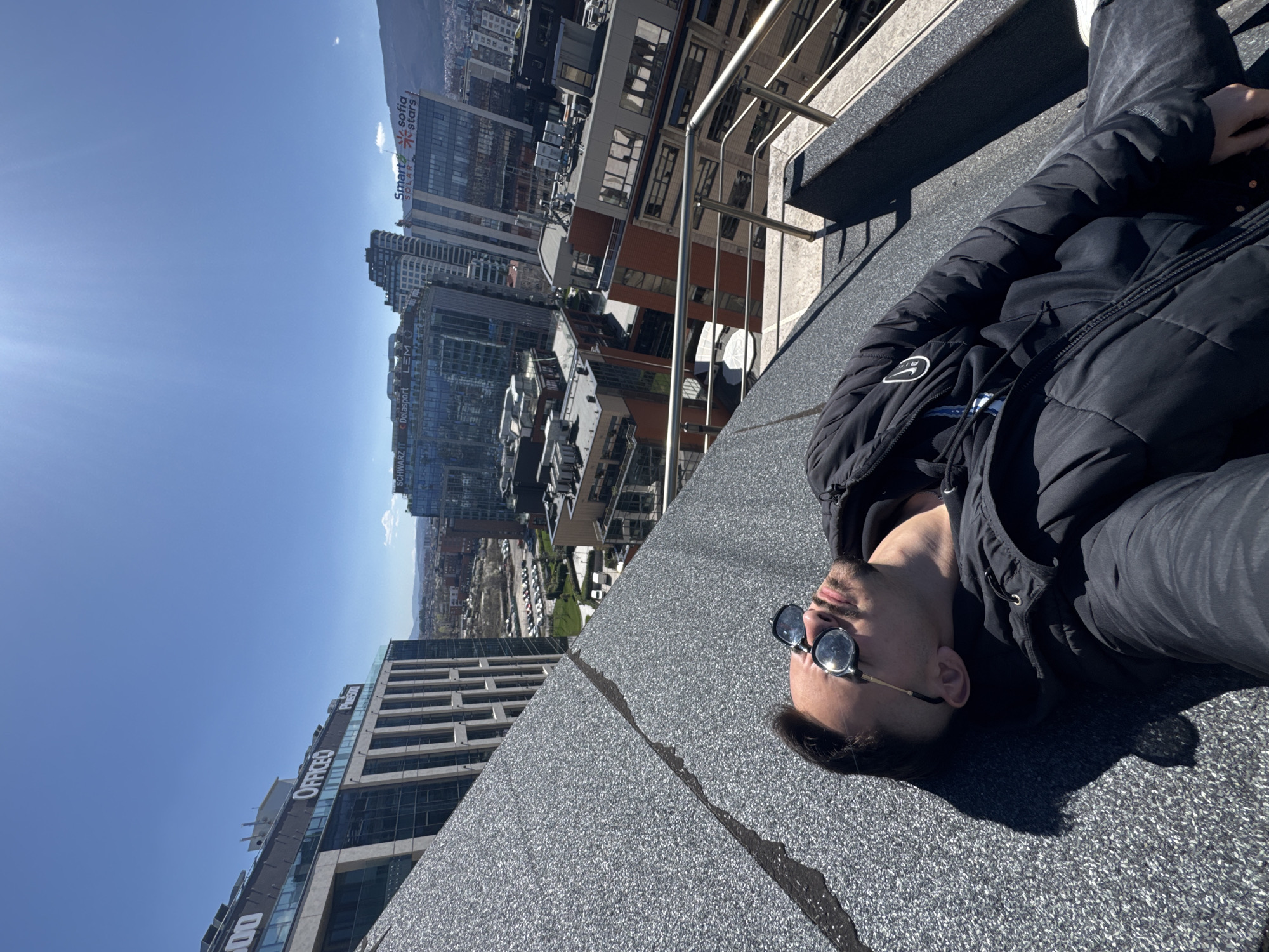 Morning scenes captured across Sofia: selfies, construction, street views